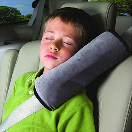Flybloom Kids Car Seat Belt Shoulder Pad - Soft Safety Strap Cushion for Children, Comfortable Shoulder Protector (Grey) - Perfect for Long Road Trips & Daily Commutes