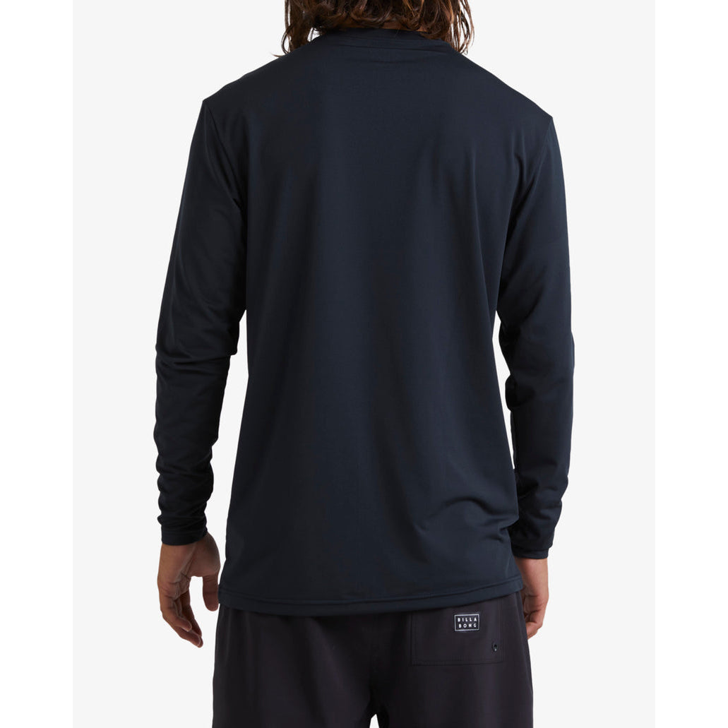 Billabong Men's D Bah Loose Fit Long Sleeve Rash Guard - UPF 50+ Sun Protection Swim Shirt for Surfing, Swimming & Water Sports (Black)