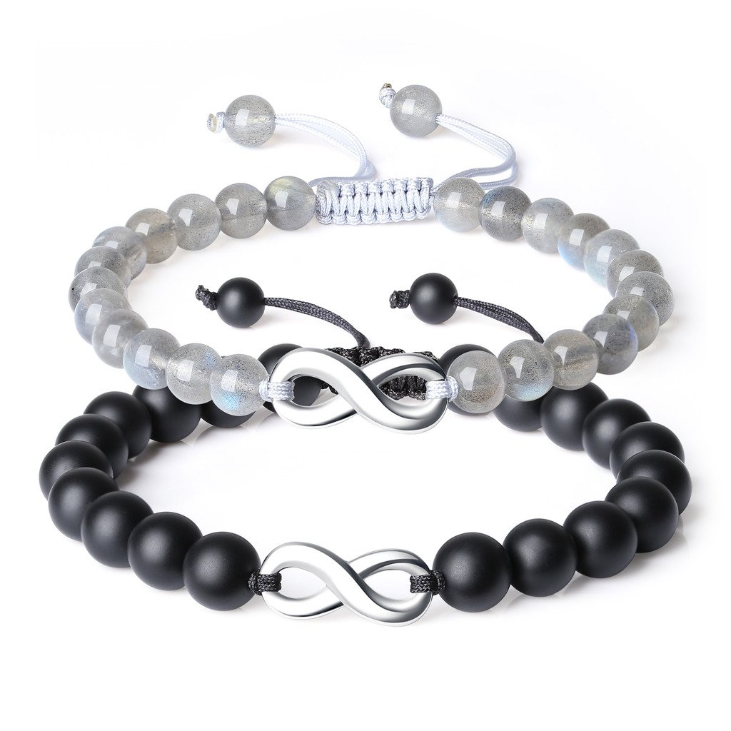 COAI Infinity His and Hers Stone Matching Couples Bracelets - Romantic Jewelry Gift for Couples, Boyfriend & Girlfriend - Perfect for Anniversaries, Valentine's Day & Date Nights