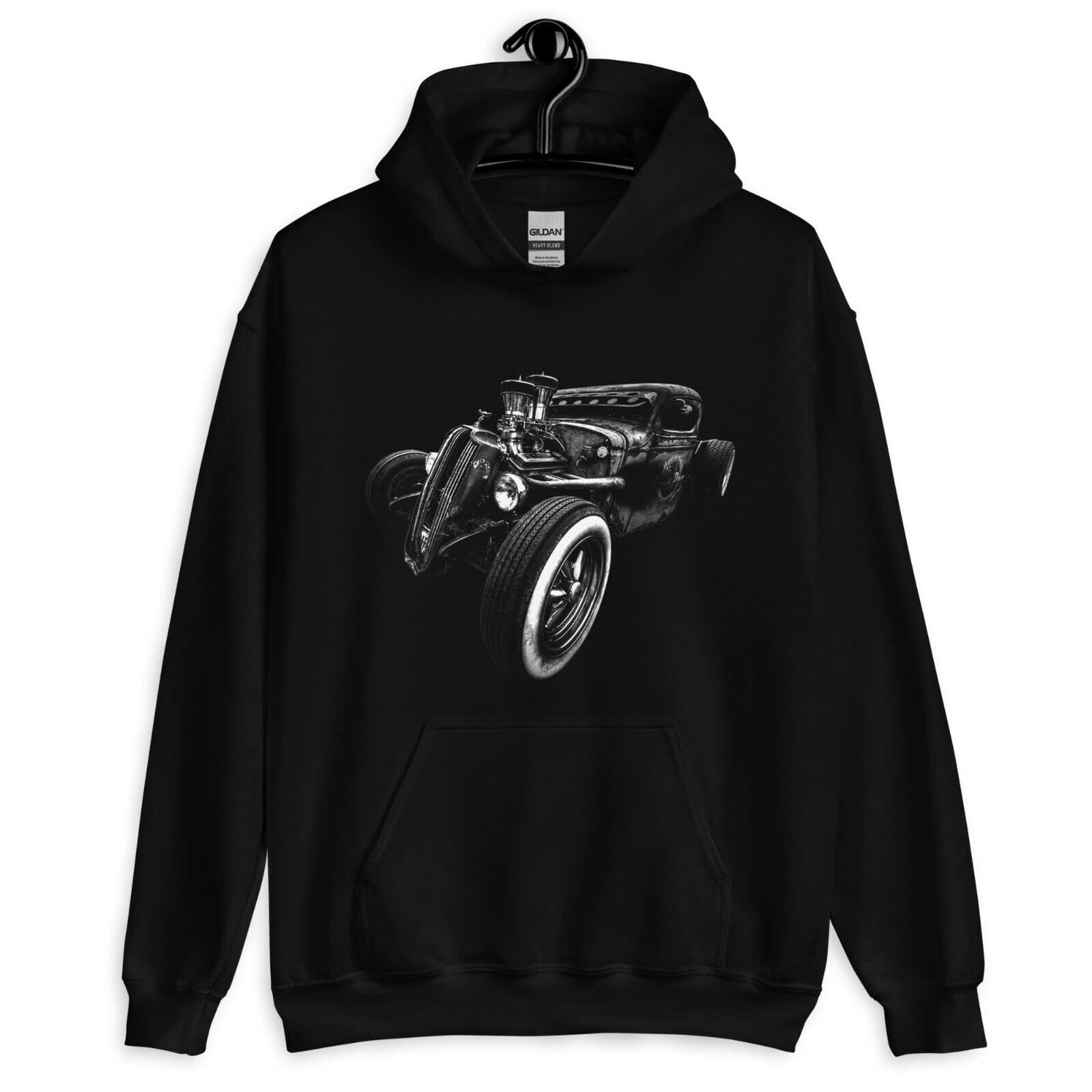 Vintage Rusty American Hot Rat Rod Hoodie for Men - Retro Car Enthusiast Sweatshirt - Perfect for Car Shows, Cruising & Casual Wear