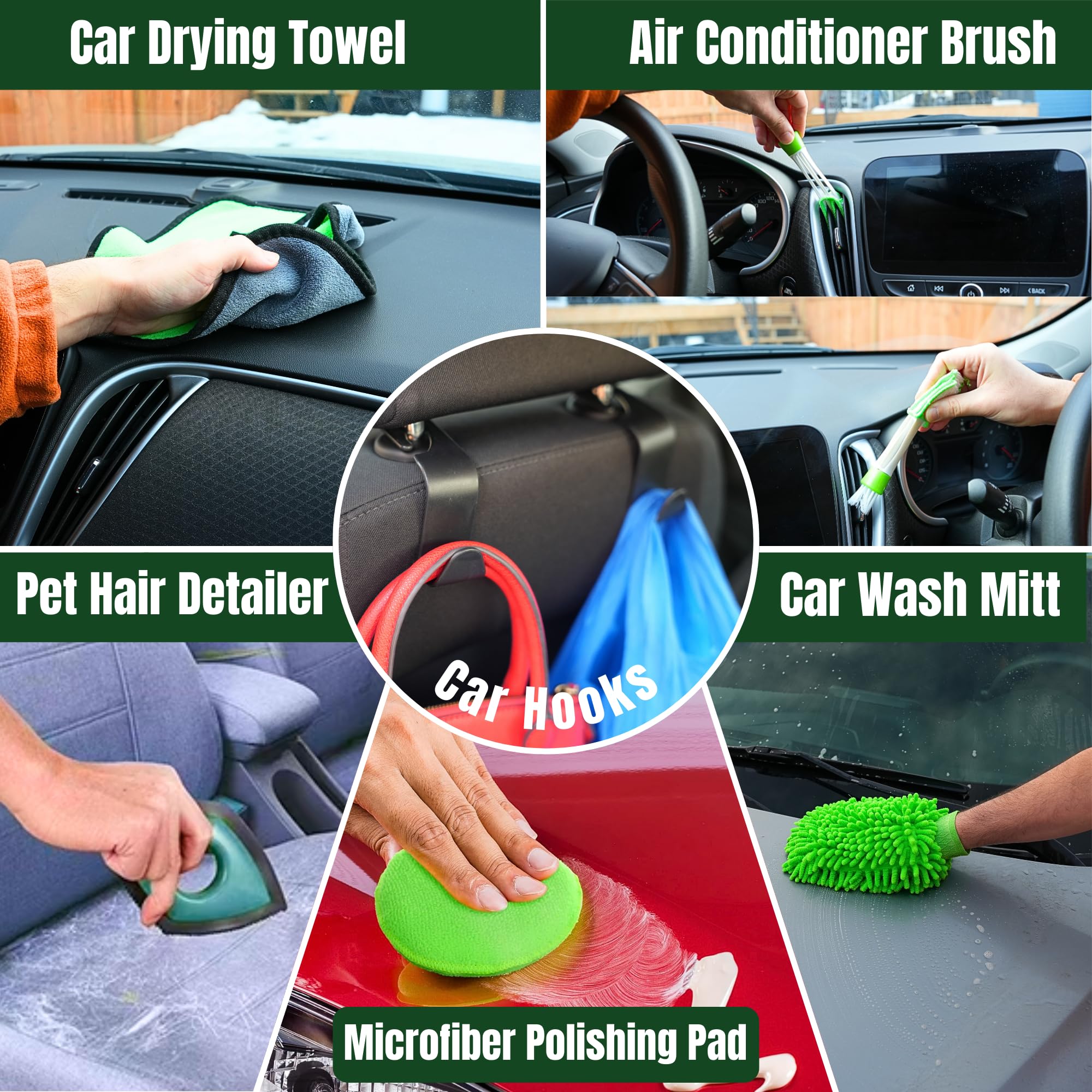31-Piece Car Detailing Kit - Professional Auto Detailing Brush Set with Drill Brushes, Wash Mitt, Waxing & Sponges - Complete Car Cleaning Kit for Interior & Exterior Detailing - Perfect for Car Washing, Waxing & Deep Cleaning