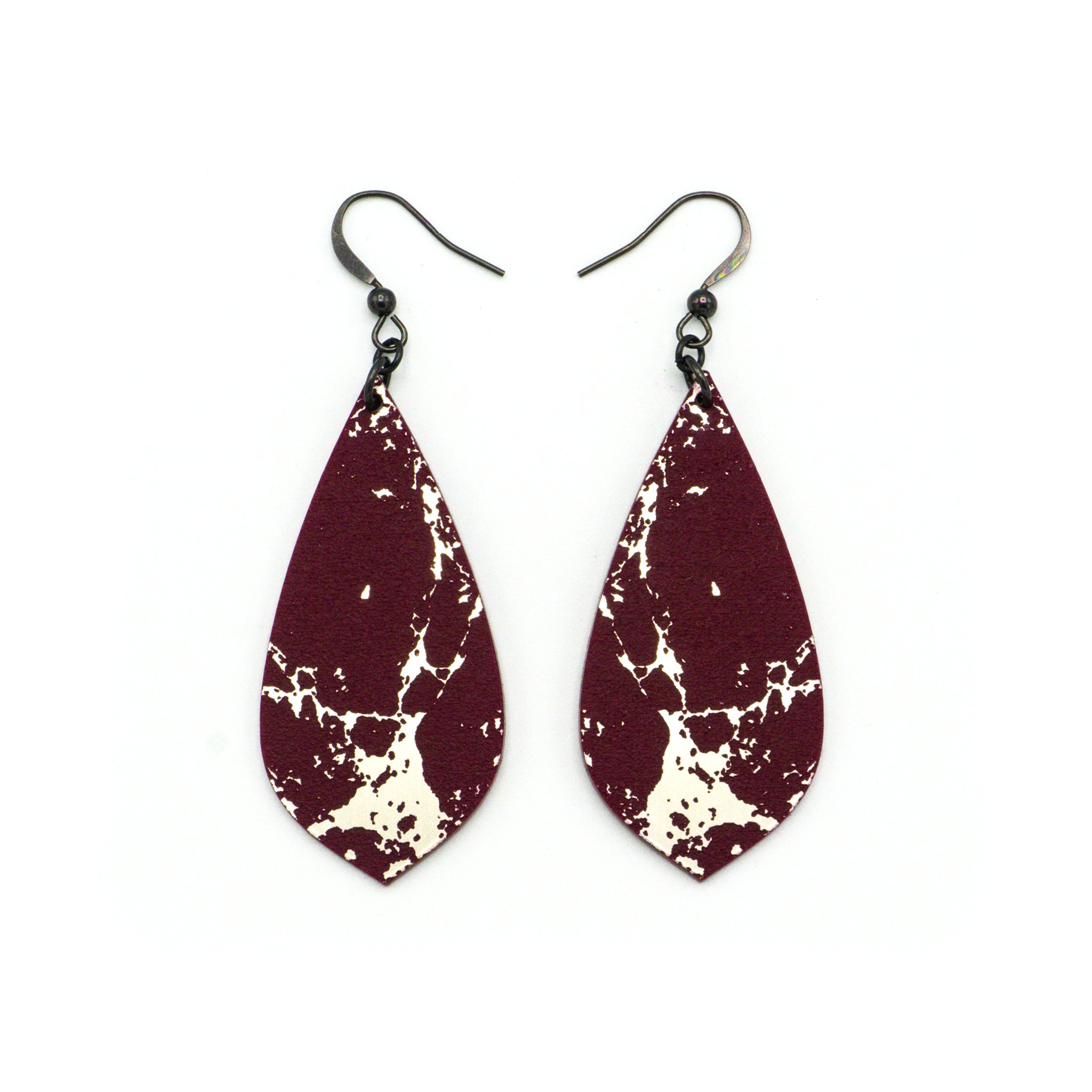 Stylish Acrylic Earrings with Brushed Nickel Finish in Burgundy - Perfect for Casual Outfits, Parties, and Everyday Wear