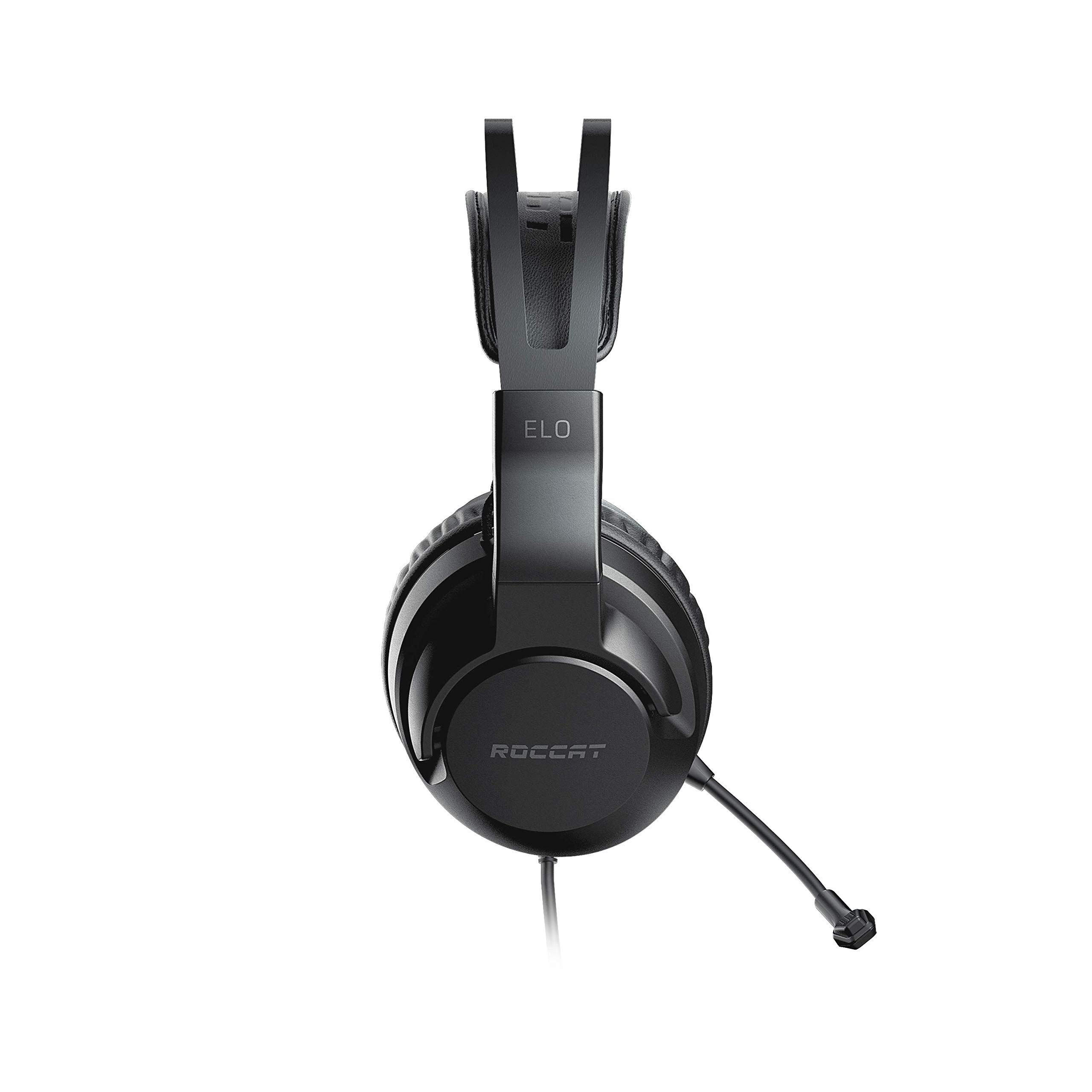 ROCCAT Elo X Stereo PC Gaming Headset - Wired Cross-Platform Headphones with Detachable Noise Cancelling Mic for PC, Mac, Xbox Series X|S, Xbox One, PlayStation & Mobile - Lightweight Comfort Design - Perfect for Gaming, Streaming & Online Meetings (Black)