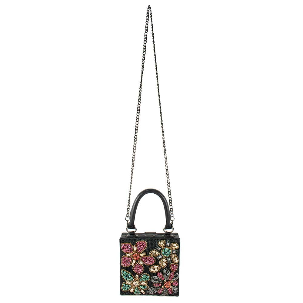 Mary Frances All That Glitters Black Evening Clutch - Elegant Rhinestone Embellished Handbag for Women, Perfect for Parties, Weddings & Special Occasions