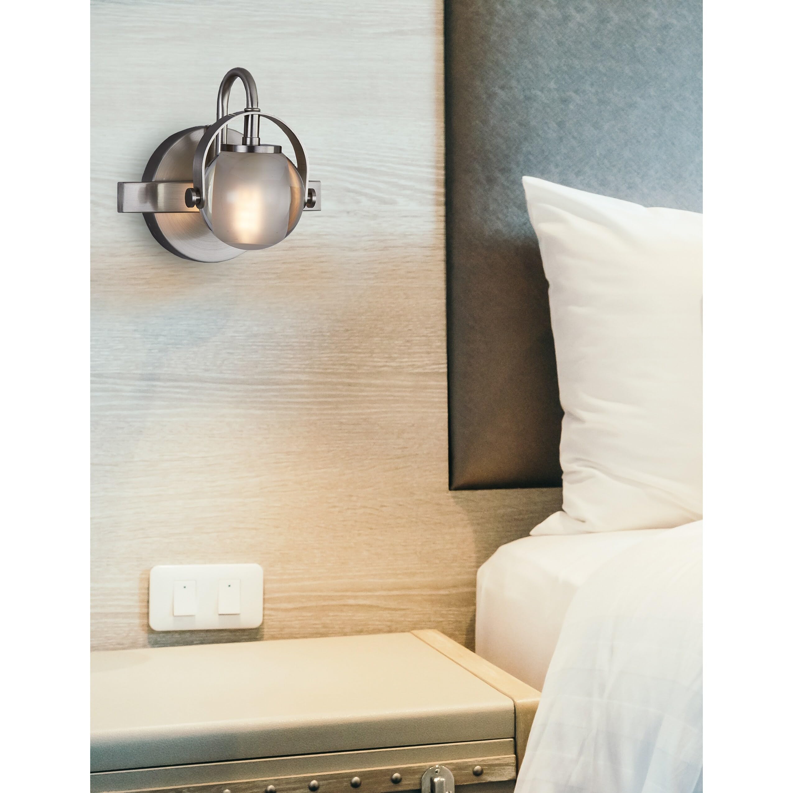 FSN-8061-CLOP-MBLK Matte Black Conduit Wall Sconce Light Fixture with Clear Glass & Opal Backing - Perfect for Bedroom, Hallway, and Entryway Lighting
