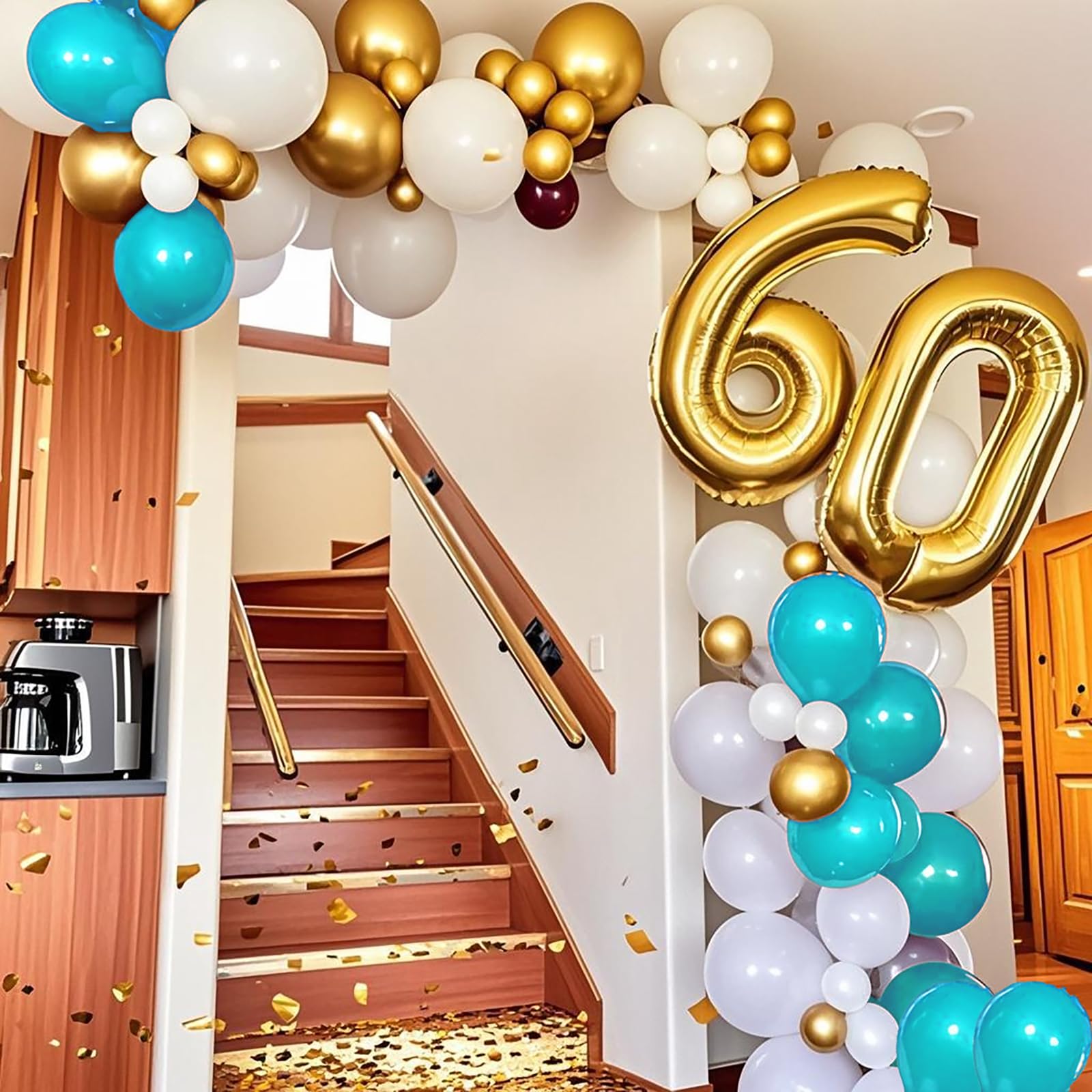 131pcs Teal & Gold Balloon Garland Kit - Elegant Birthday Party Decorations for Women, Bridal Showers & Weddings | Perfect for Indoor/Outdoor Celebrations & Photo Backdrops