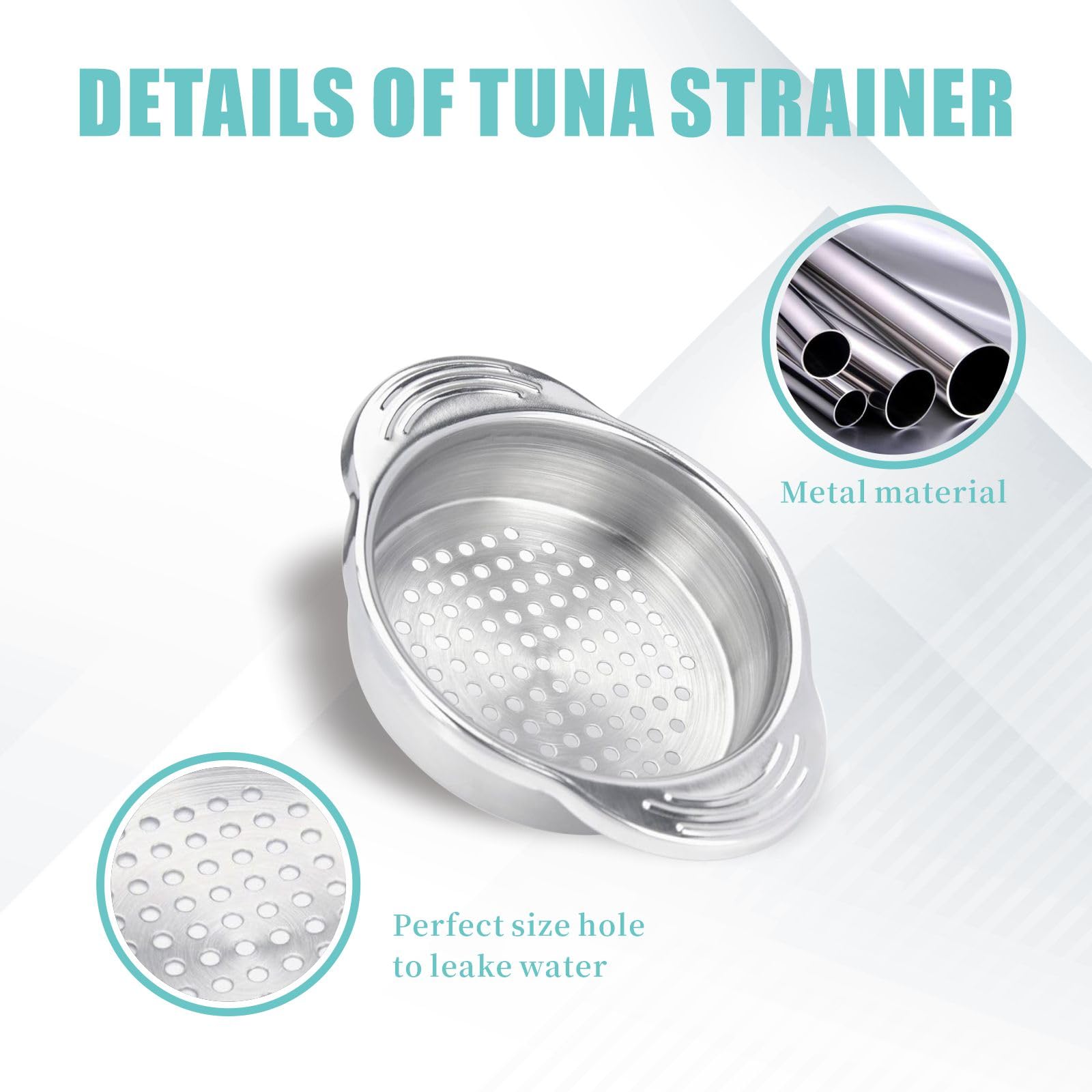 Premium Tuna Can Strainer & Food Colander Set - 2-Piece Eco-Friendly, Food-Grade Stainless Steel Strainer for Easy Draining - Perfect for Canned Tuna, Vegetables, Fruits & Meal Prep