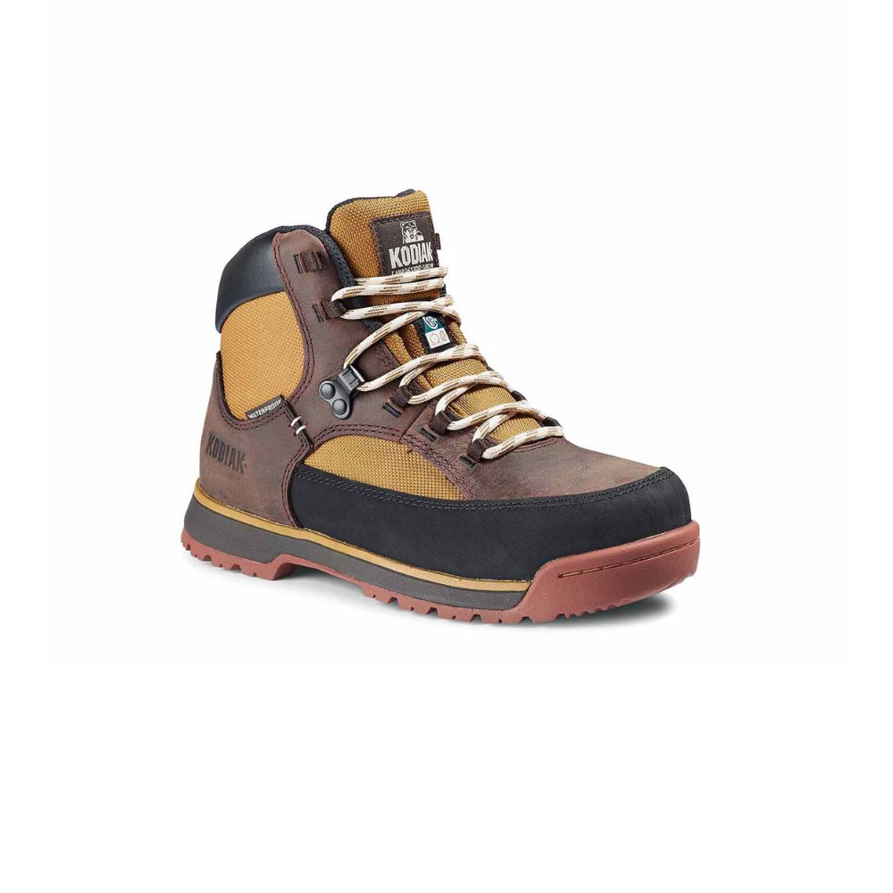 Kodiak Greb Women's Waterproof Steel Toe Hiking Work Boots - Brown (KD0A834YA08) | Durable Safety Shoes for Construction, Outdoor Work & Hiking Adventures