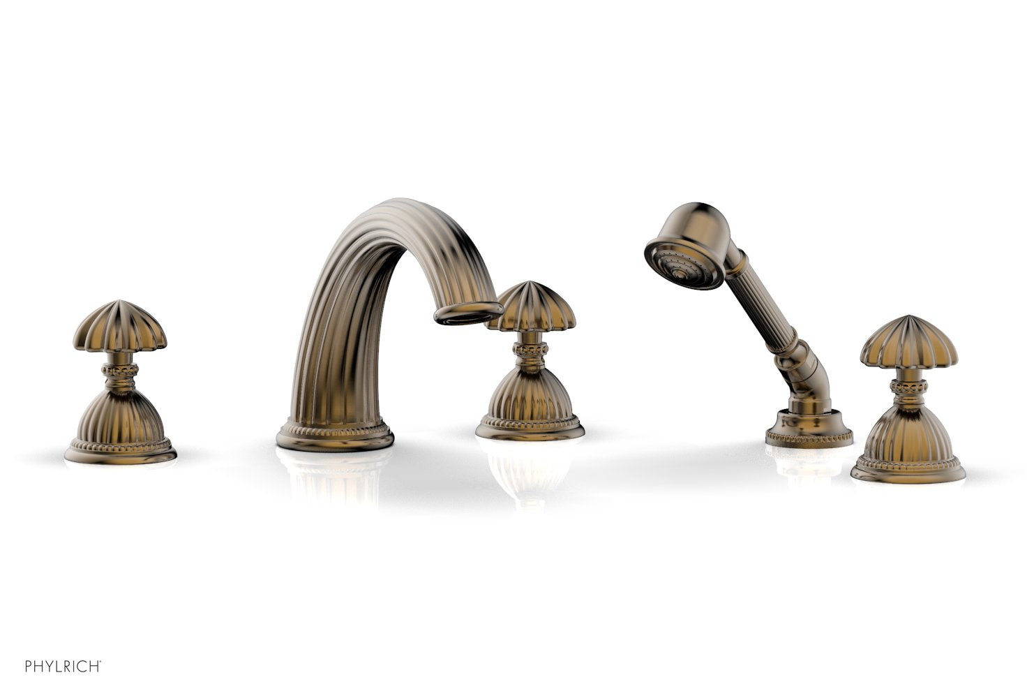 GEORGIAN & BARCELONA Deck Mounted Bathtub Faucet Set with Round Handles and Hand Shower K2361P1 - Perfect for Modern Bathroom Renovation and Spa-Like Experience