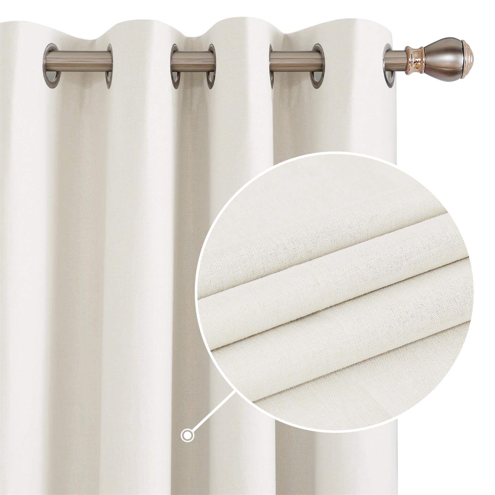 Deconovo 100% Blackout Thermal Insulated Curtains - 52x54 Inch Set of 2, Noise Reducing Light Blocking Grommet Panels for Small Windows (Cream) - Perfect for Bedrooms, Home Theaters & Nurseries