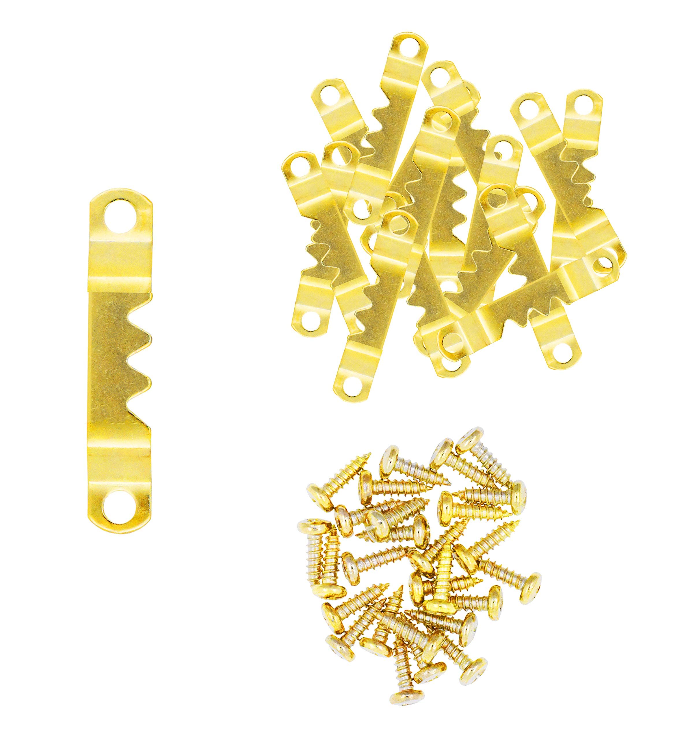 Mandala Crafts Sawtooth Picture Hangers - 100 Sets Small Gold Picture Frame Hanging Hardware Kit with Screws for Canvas, Wood Art & Wall Decor | Perfect for Home Gallery, Office Display & DIY Projects