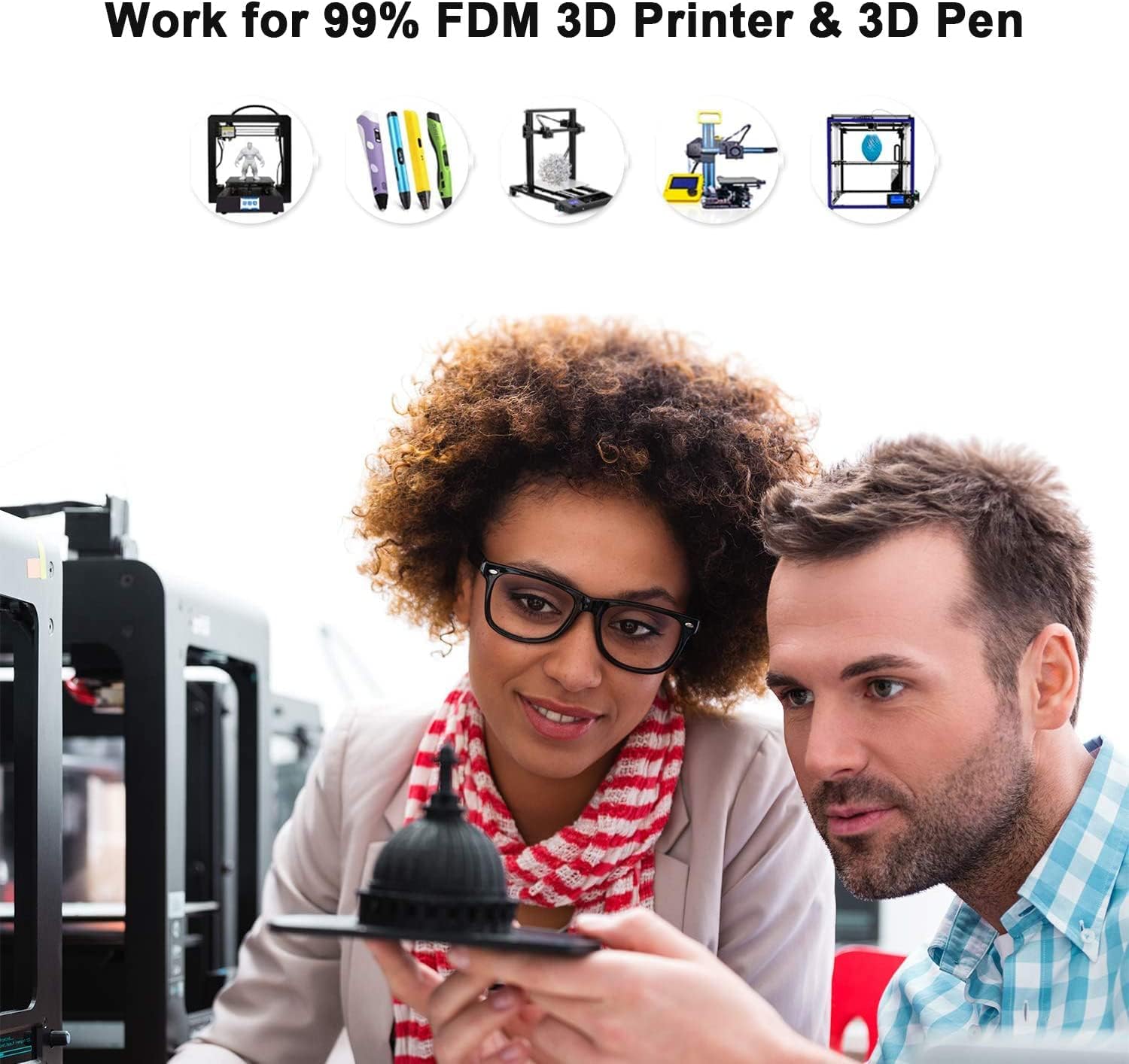 AMOLEN PLA 3D Printer Filament 1.75mm - Silk Black, Shiny Red & Gold Filament Bundle (1KG/2.2lb) for Smooth 3D Printing - Perfect for Cosplay Props, Home Decor & DIY Craft Projects