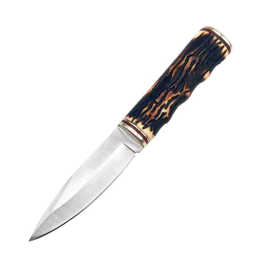 Premium Fixed Blade Knife with Nylon Sheath - Tactical Hunting & Camping Knife with Smooth Imitation Bone Handle - Ideal for Outdoor Survival, Bushcraft & Wilderness Adventures (BLADE 2)