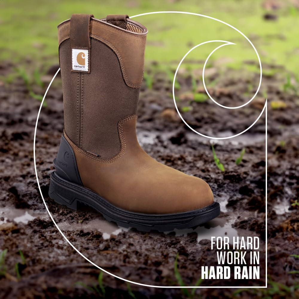 Carhartt Men's Wellington Work Boots - Durable Steel Toe, Waterproof & Comfortable for Construction, Hiking & Outdoor Work
