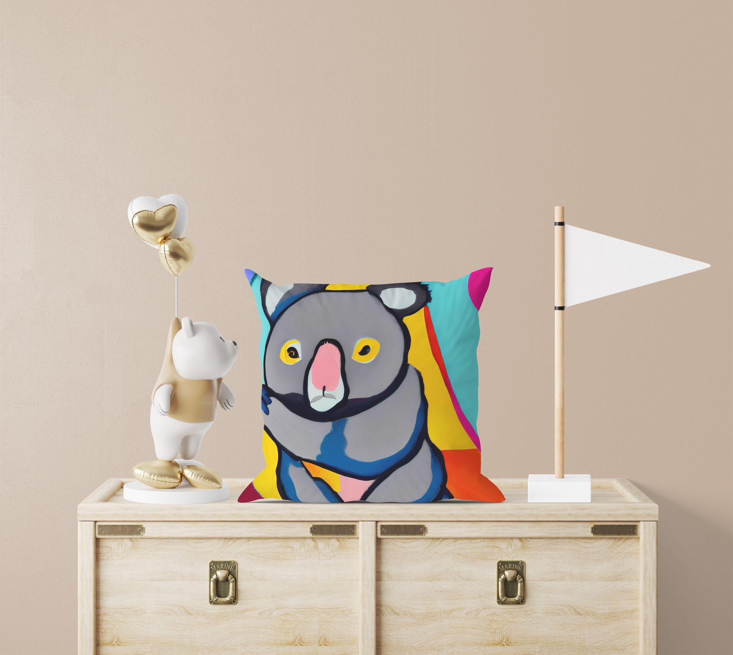 Australian Wildlife Koala Decorative Throw Pillow - Soft Abstract Cushion Cover for Home Decor, Living Room, Bedroom & Holiday Gifts