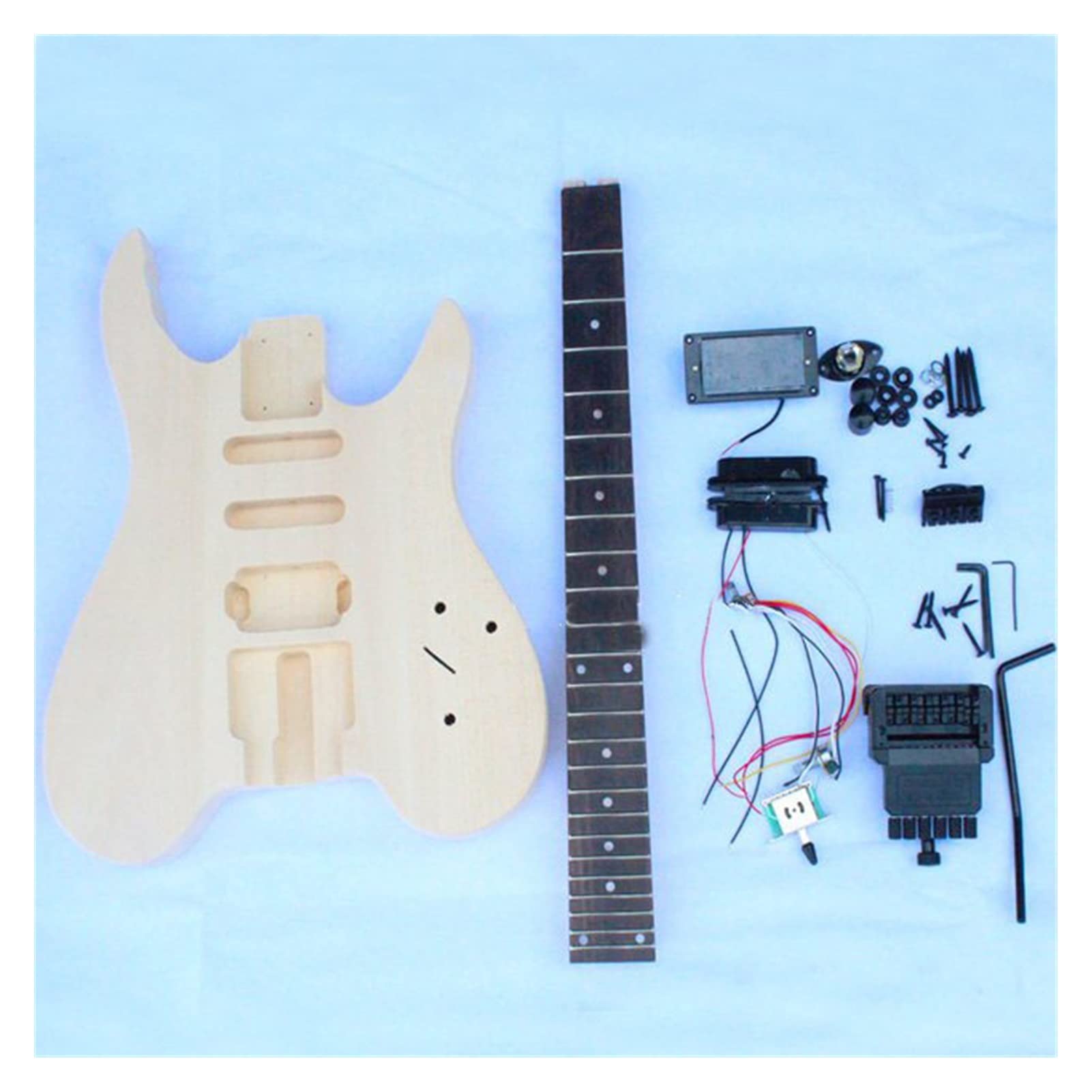 Unfinished DIY Headless Guitar Body Kit - Complete Parts for Custom Electric Guitar Building | Perfect for Beginners & Luthiers - Home Studio & Stage Use