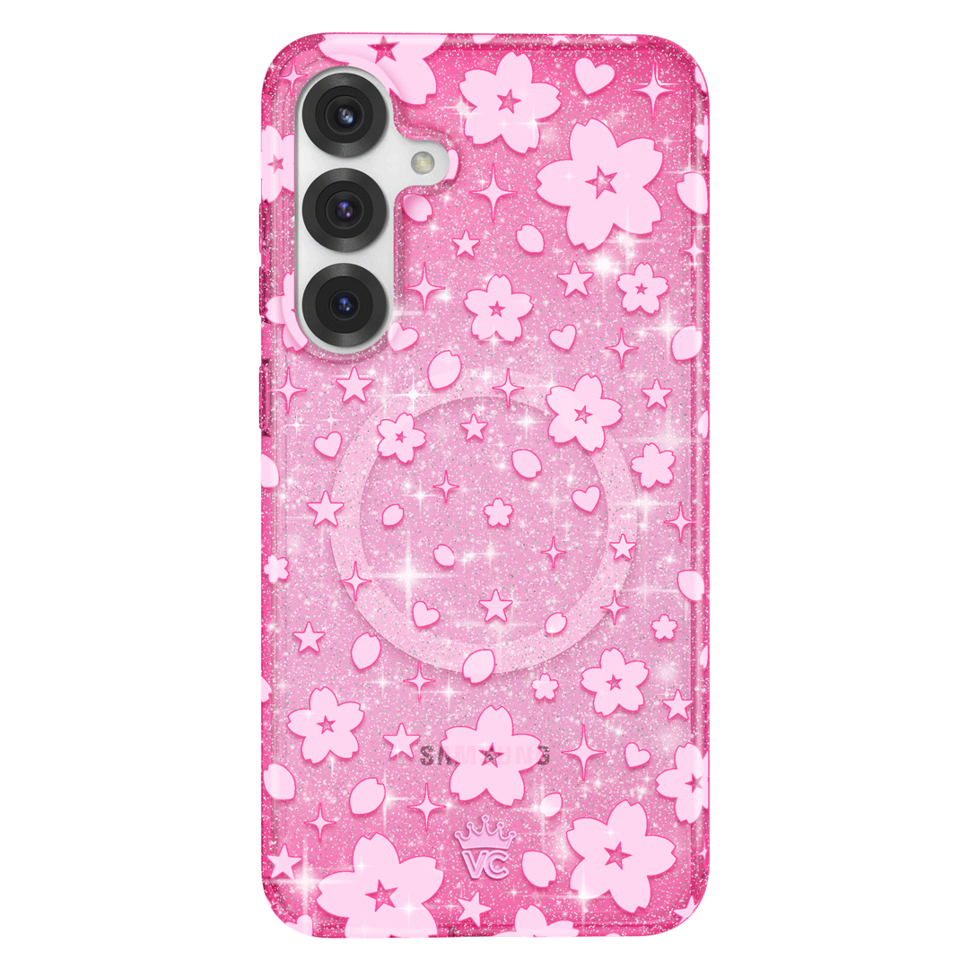 Cherry Blossom Glitter Samsung Phone Case - Elegant & Protective Cover for Samsung Galaxy S21/S20/Note 20 - Perfect for Spring Outfits & Everyday Use