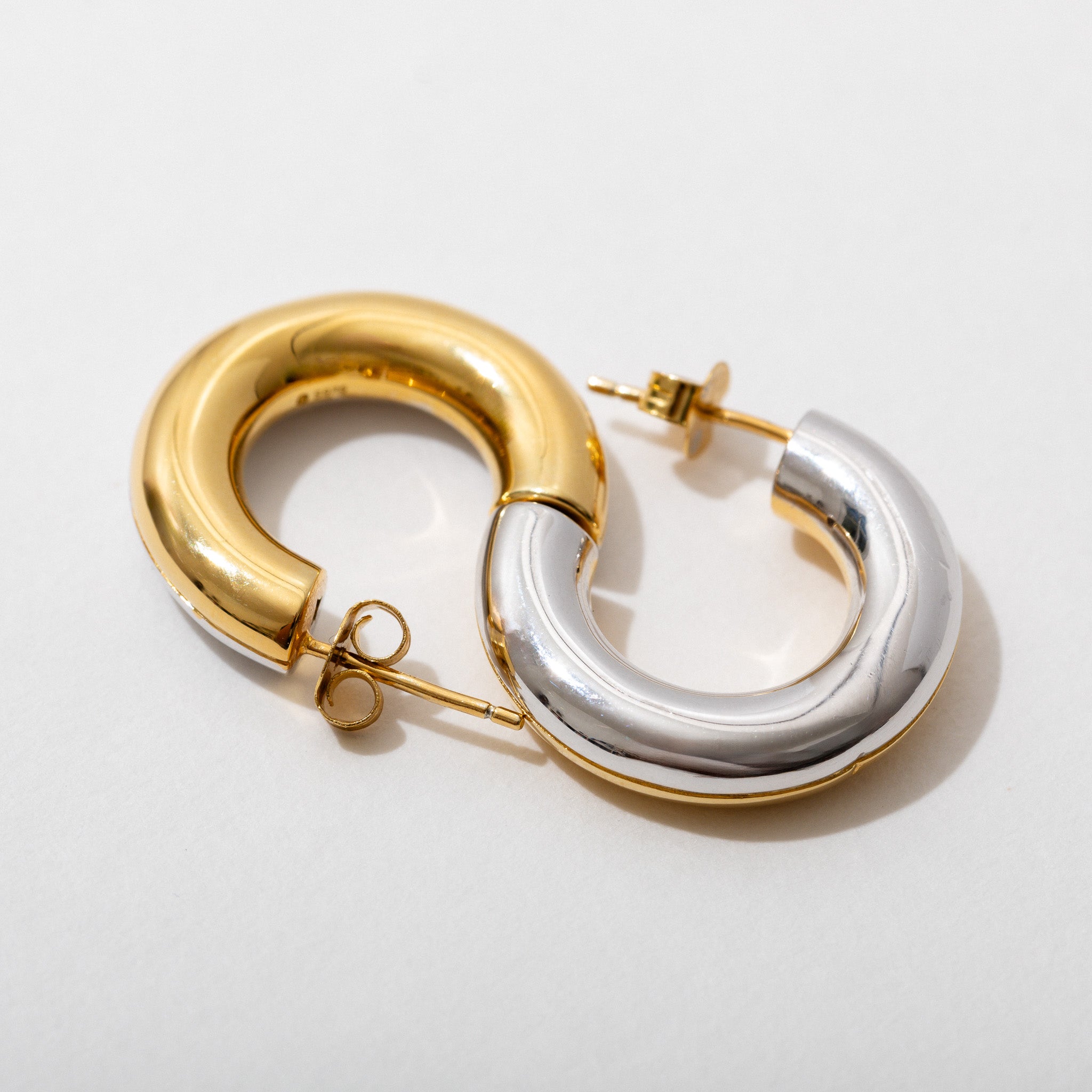 Enora Two Tone Hoop Earrings for Women - 14K Gold Plated & Sterling Silver Fashion Jewelry - Perfect for Everyday Wear, Parties & Special Occasions