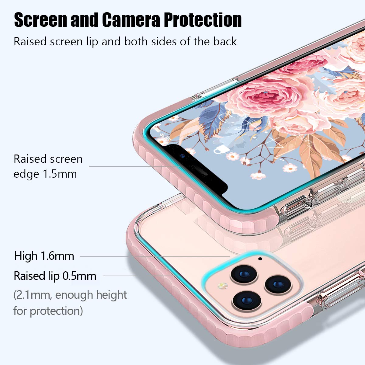 MATEPROX iPhone 11 Pro Max Case - Clear Thin Slim Crystal Transparent Shockproof Bumper Cover for iPhone 11 Pro Max 6.5 Inch (Pink) | Perfect for Daily Protection, Work & Outdoor Activities