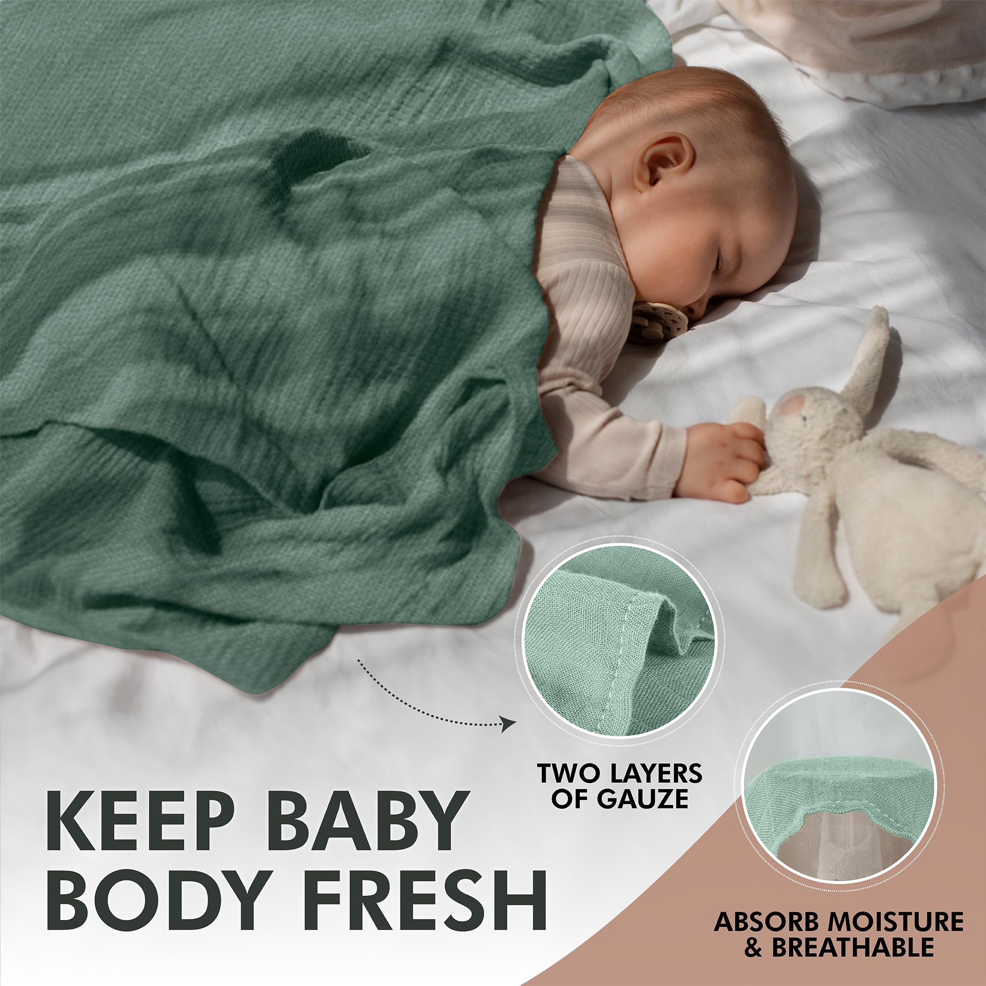 CozyBubs 4-Pack Organic Muslin Swaddle Blankets for Newborns - Soft Baby Swaddle Wraps for Boys & Girls - Breathable & Lightweight for Nursery, Stroller & Travel