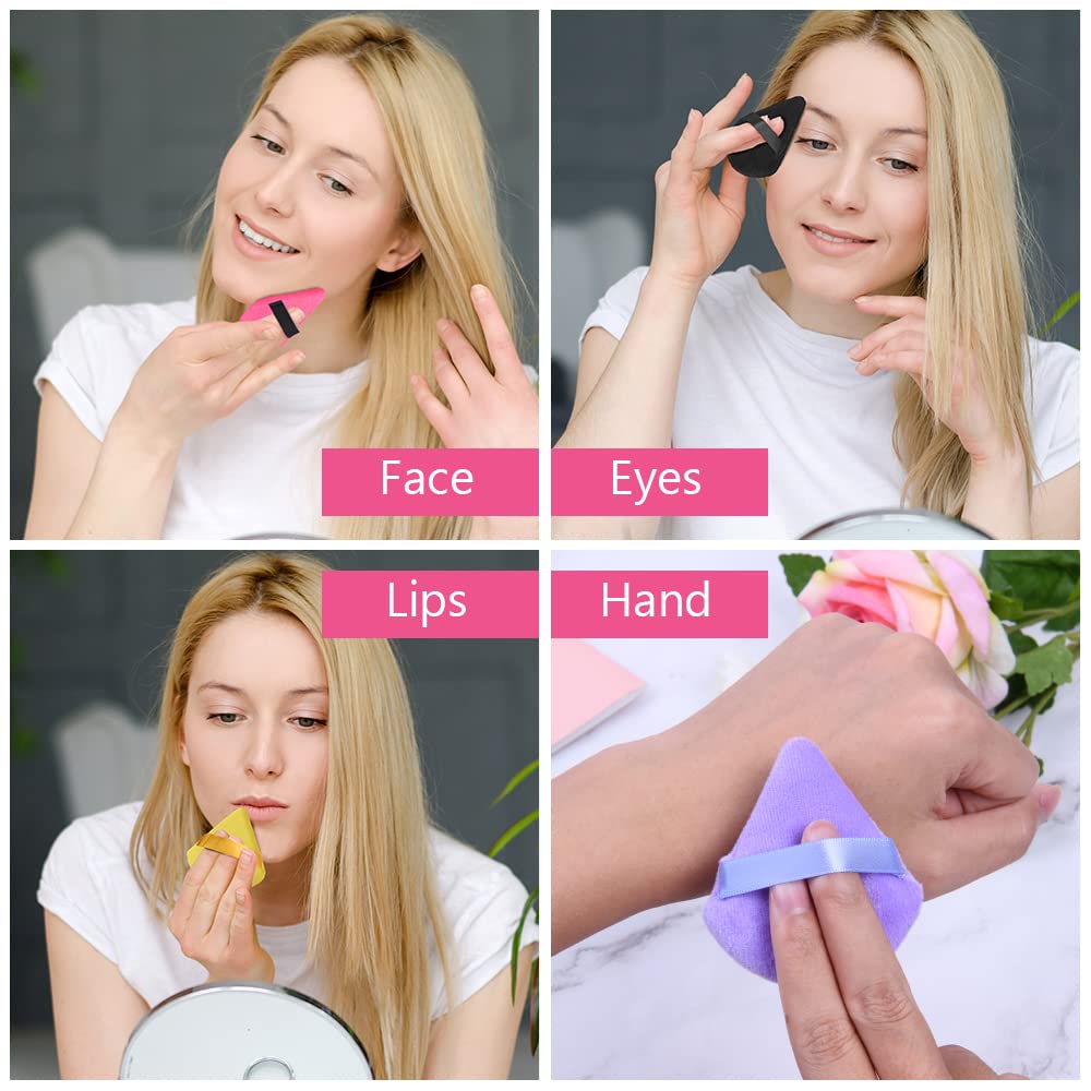 Ainiv 9PCS Premium Cotton Powder Puffs - 2.76 Inch Soft Triangle Wedge Makeup Sponge for Loose Powder, Mineral Powder & Body Powder | Velour Cosmetic Foundation Blender | Perfect for Professional Makeup & Travel Touch-Ups