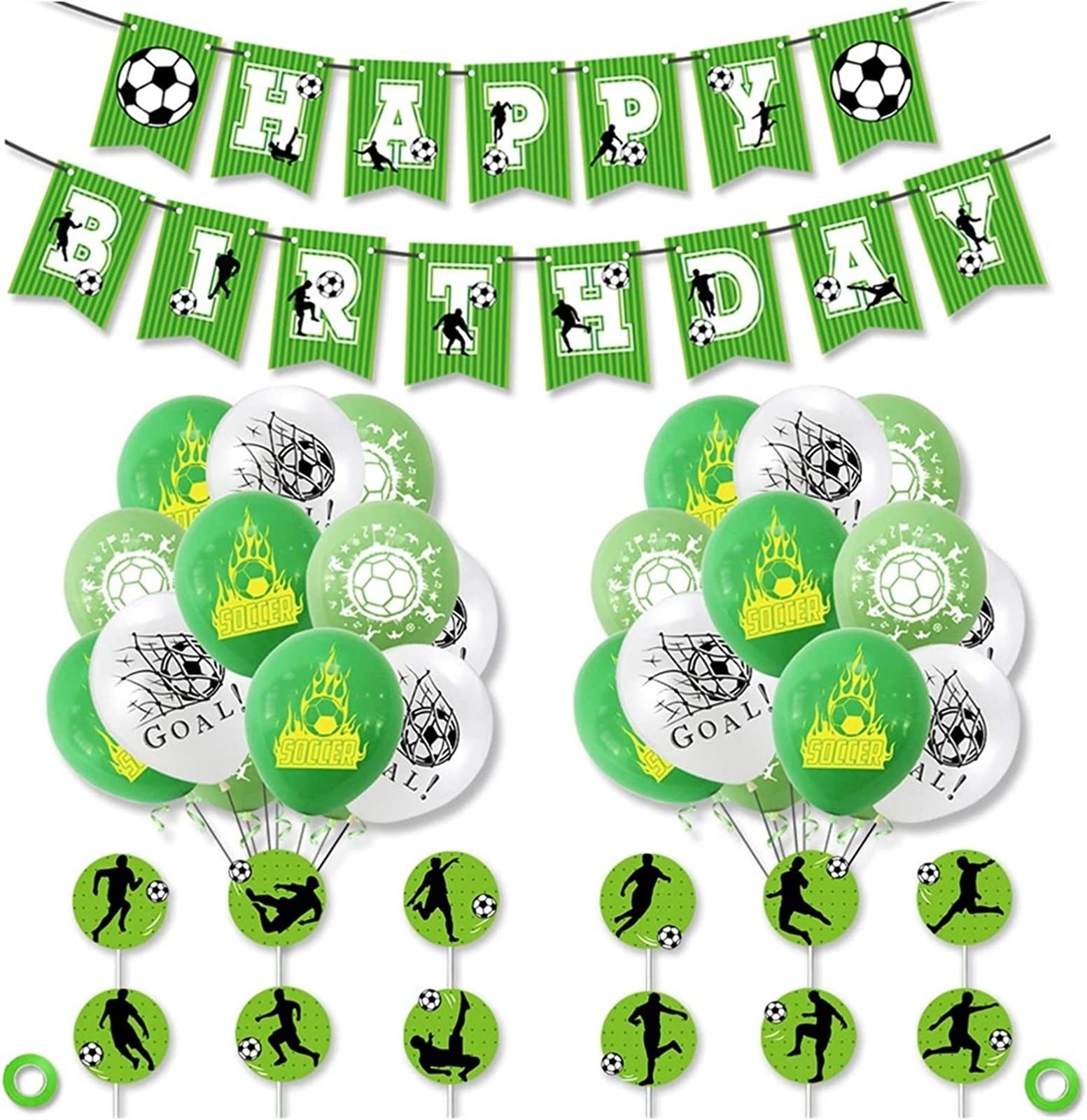 Berrysun 33-Piece 12-Inch Football Foil Balloons Set - Football Theme Party Decorations for Birthday, Flag Football, Cake Toppers, Kids Toys (Style A) - Perfect for Sports Parties, Game Day Decor & Children's Celebrations