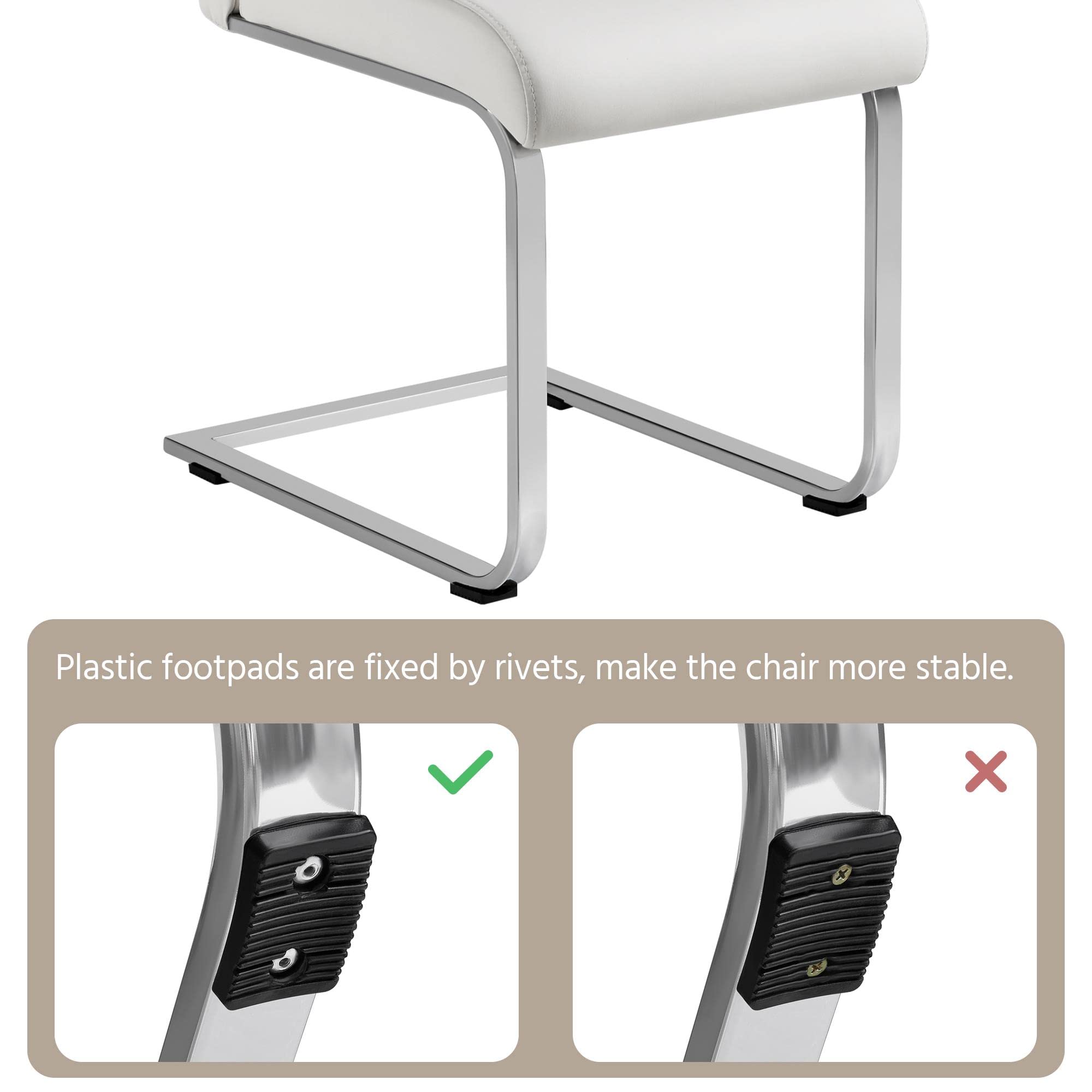 Topeakmart 4-Piece Modern White Leather Upholstered Dining Chairs Set - Armless High Back Kitchen & Living Room Side Chairs with Metal Legs - Perfect for Small Spaces, Breakfast Nooks & Contemporary Dining Areas