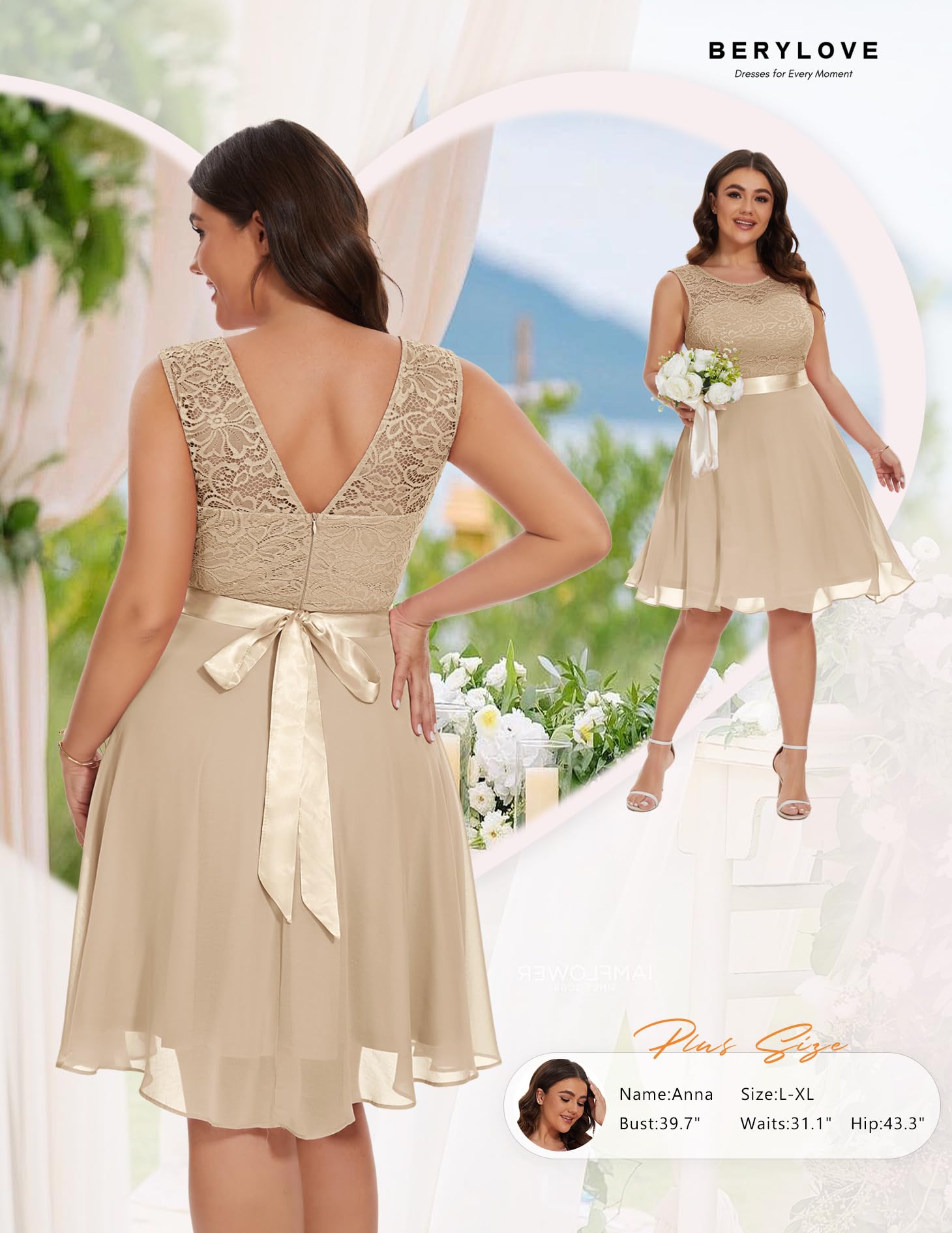 BeryLove Women's Short Prom Dress Lace Wedding Guest Cocktail Party Bridesmaid Formal Dress - Elegant & Flirty for Evening Events, Homecoming, Banquets & Special Occasions