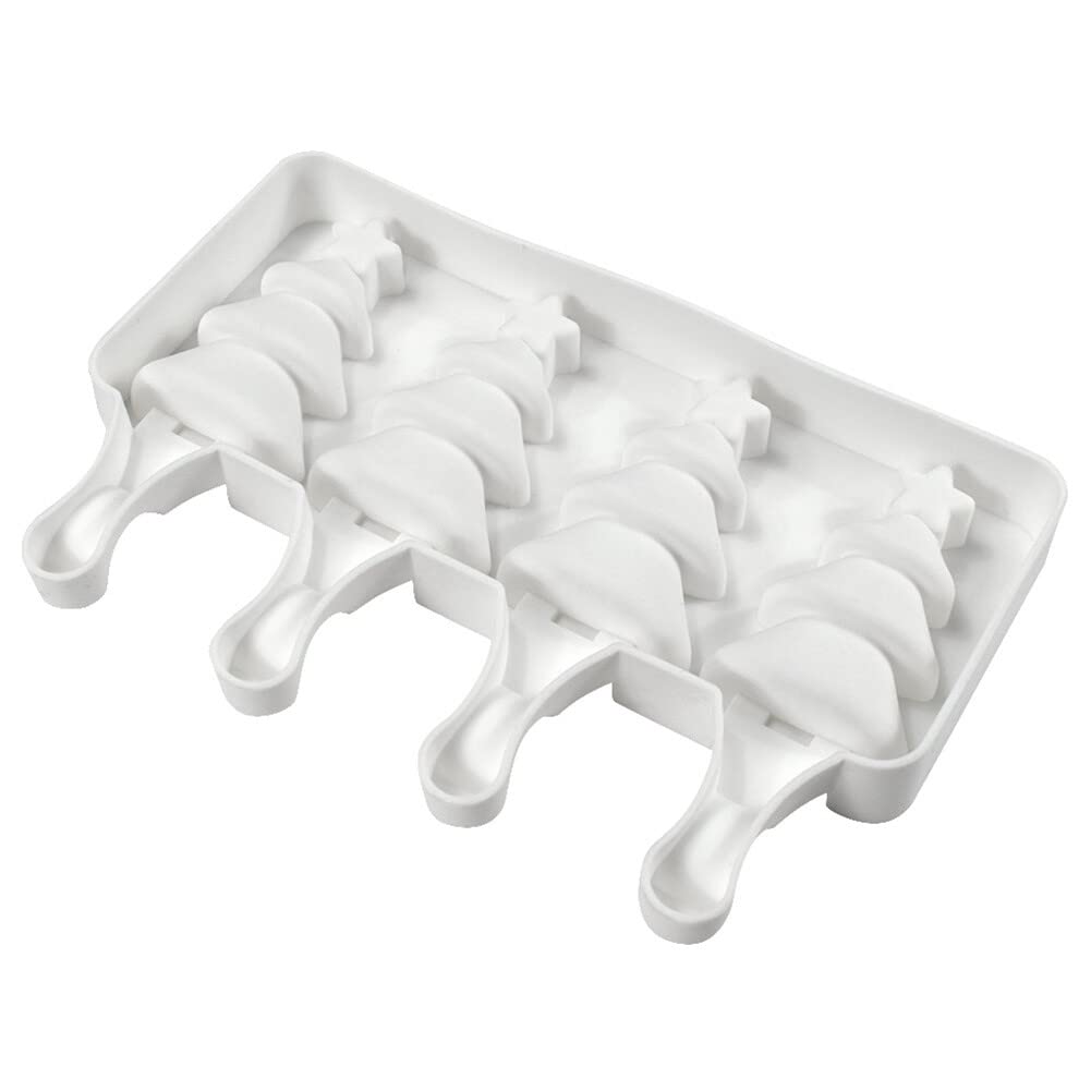 Christmas Tree Shaped Silicone Popsicle Molds - 4 Cavity Reusable Ice Pop Makers for Kids & Adults - Perfect for Homemade Ice Cream, Cake Pops, and DIY Frozen Treats - Great for Summer Parties, Holiday Desserts, and Family Fun