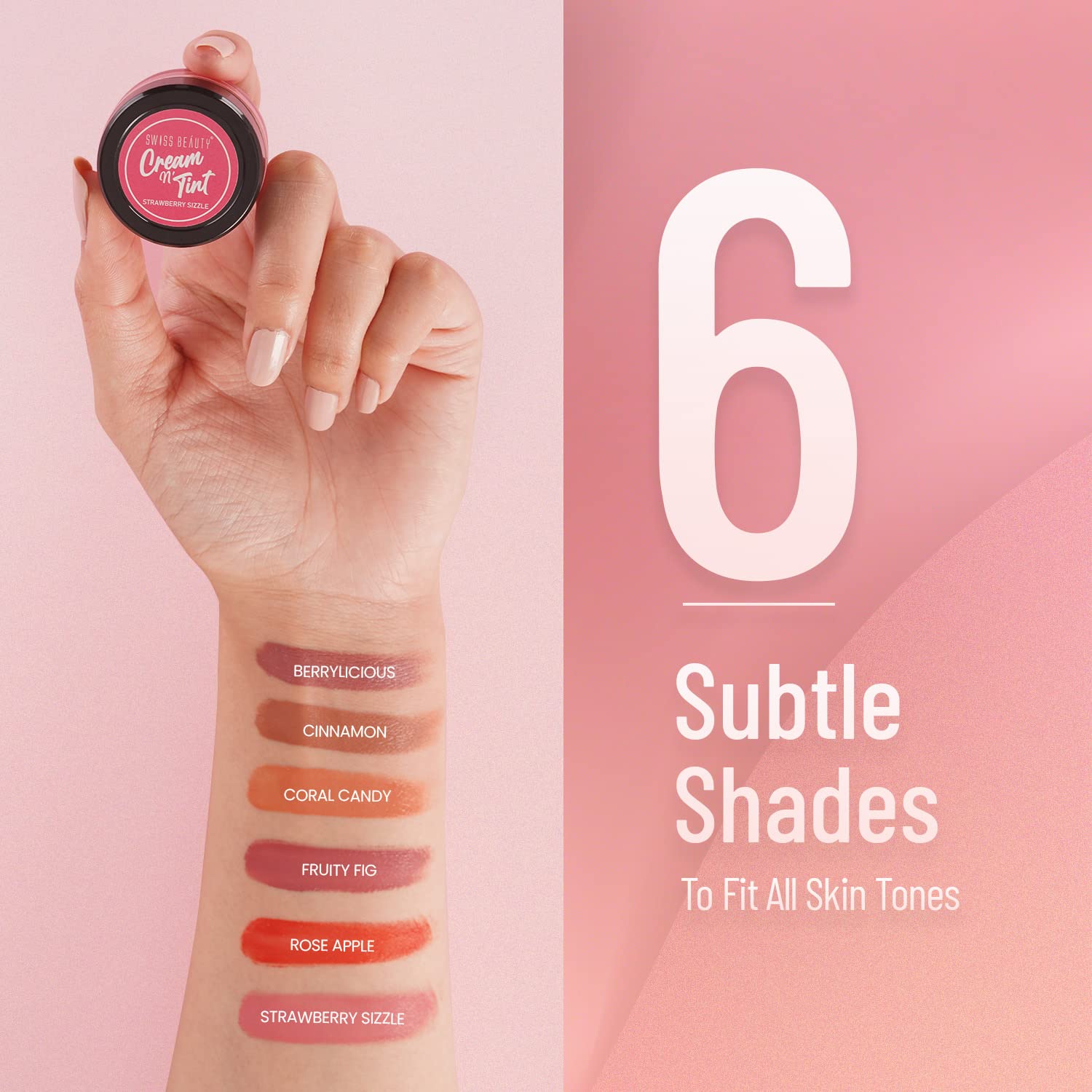 Swiss Beauty 3-in-1 Cream N'Tint for Lips, Eyes & Cheeks - Long Lasting, Blendable Makeup with Jojoba Oil & Glycerin | Fruity Fig Shade (8g) | Perfect for Natural Everyday Look, Date Night & On-the-Go Touch Ups