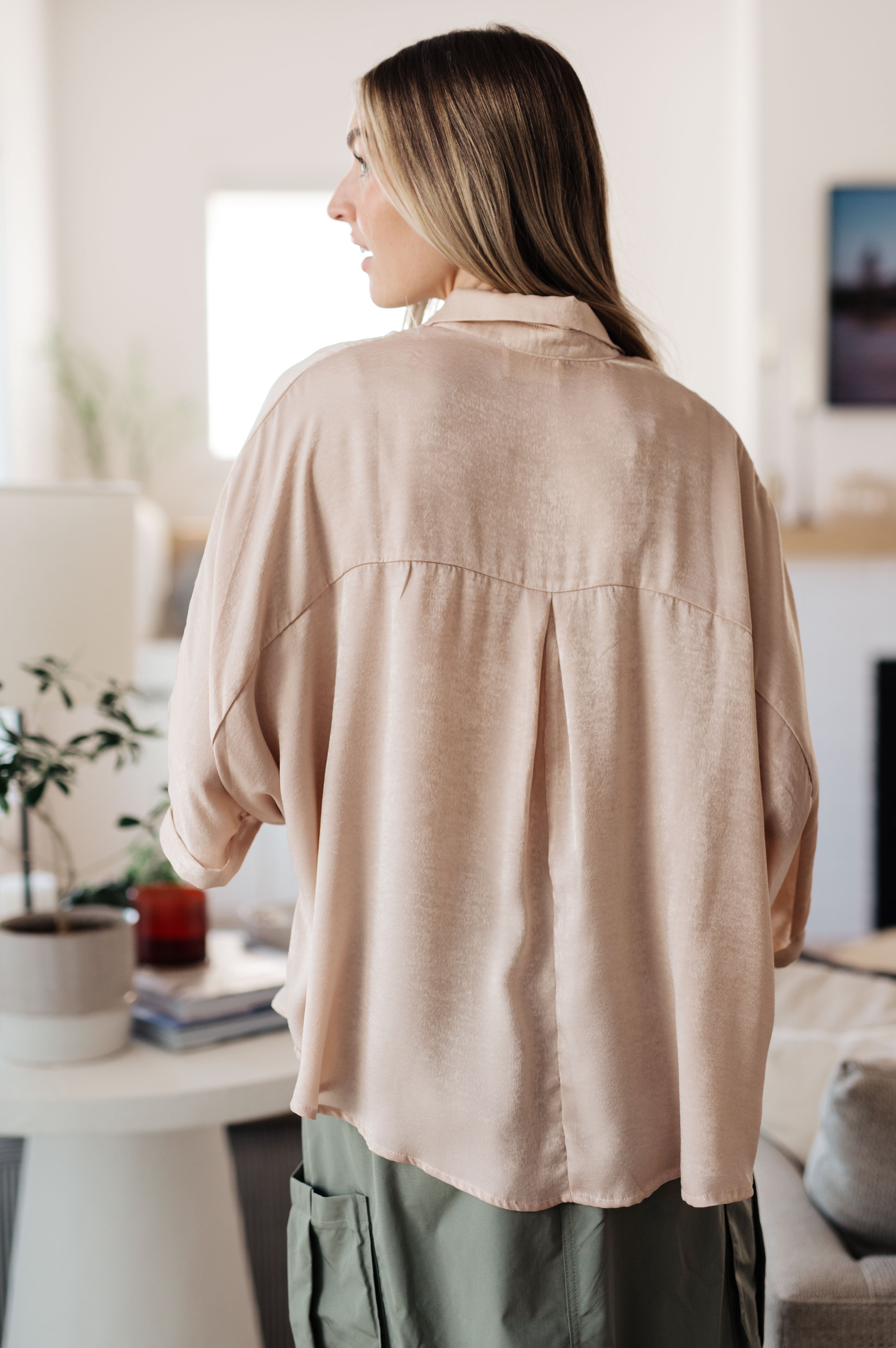 Elegant Oversized Dolman Sleeve Top in Champagne - Perfect for Casual Outings & Date Nights