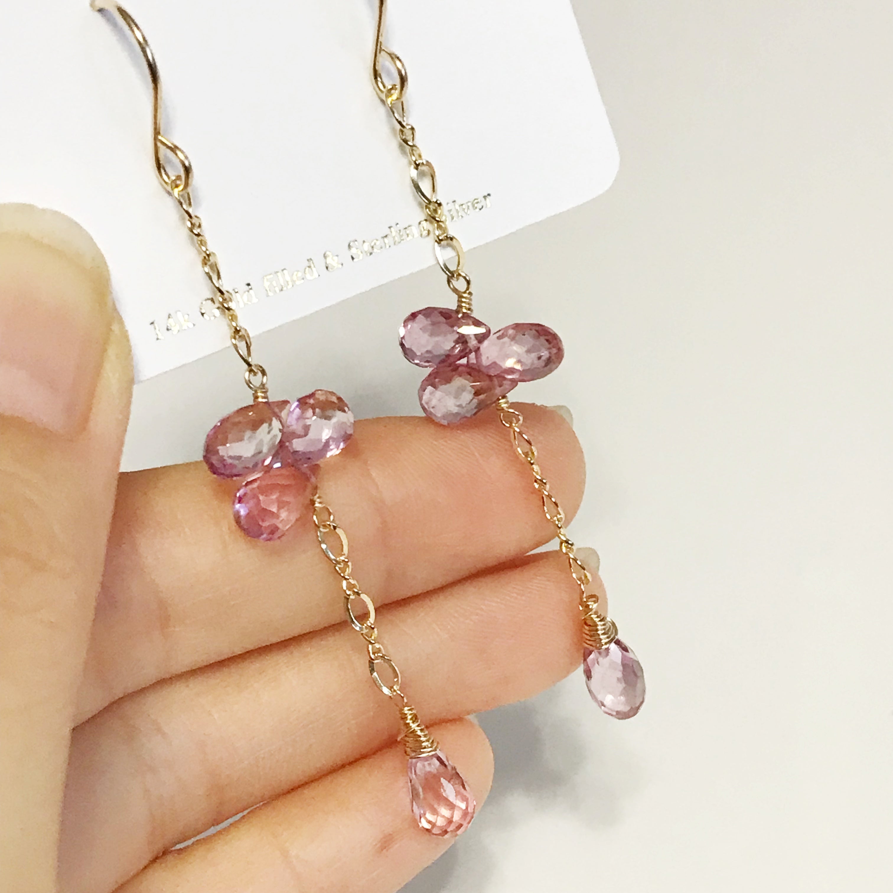 LEILA Pink Topaz Earrings for Women - Elegant Rose Gold Stud Earrings (E452) | Perfect for Weddings, Parties & Everyday Wear
