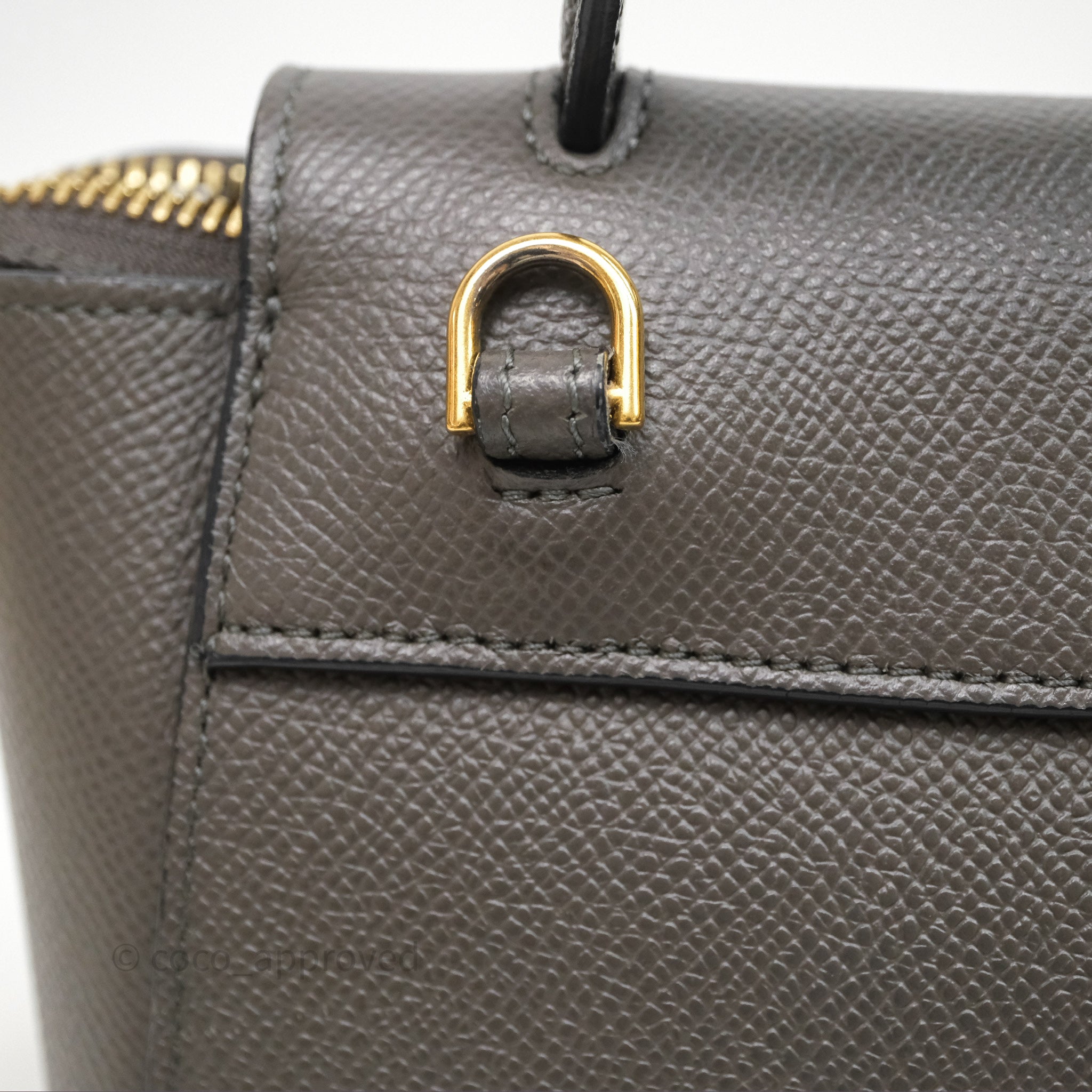 Celine Pico Belt Bag in Grey Grained Calfskin with Gold Hardware - Luxury Crossbody Bag for Women, Perfect for Everyday Use & Special Occasions