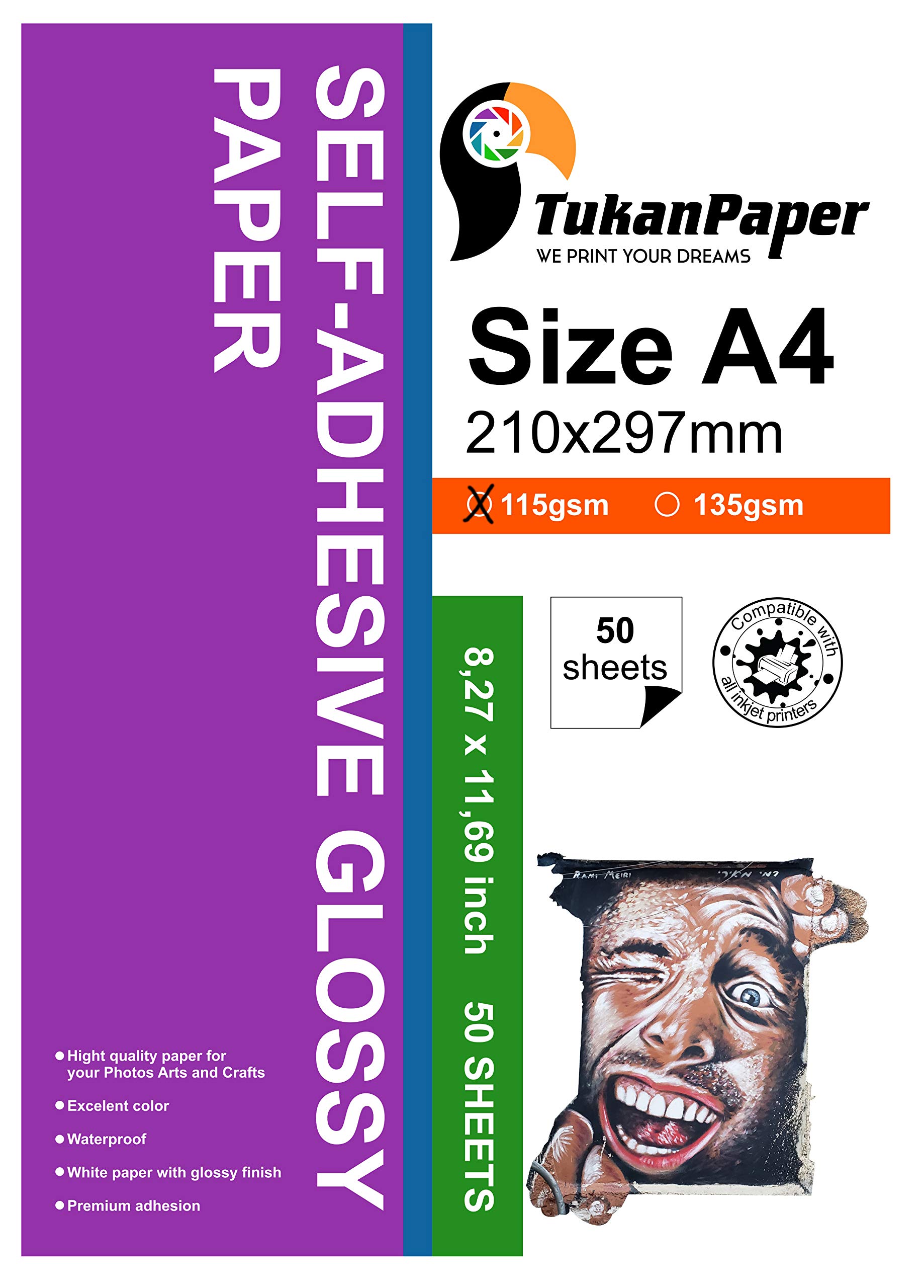Premium A4 Photo Paper Stickers - 50 Sheets, 115gsm, 8.3