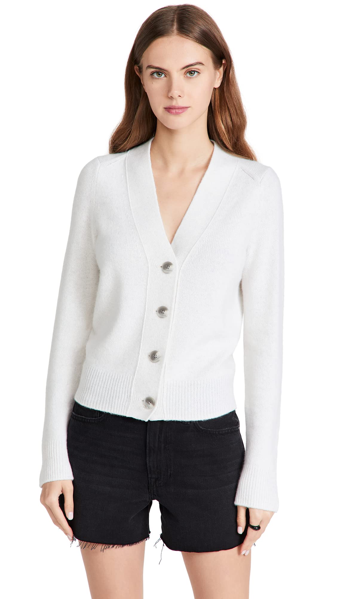 Vince Women's Shrunken Button Cardigan Sweater | Soft Knit Long Sleeve Open Front Wrap | Perfect for Office, Date Night & Fall Layering