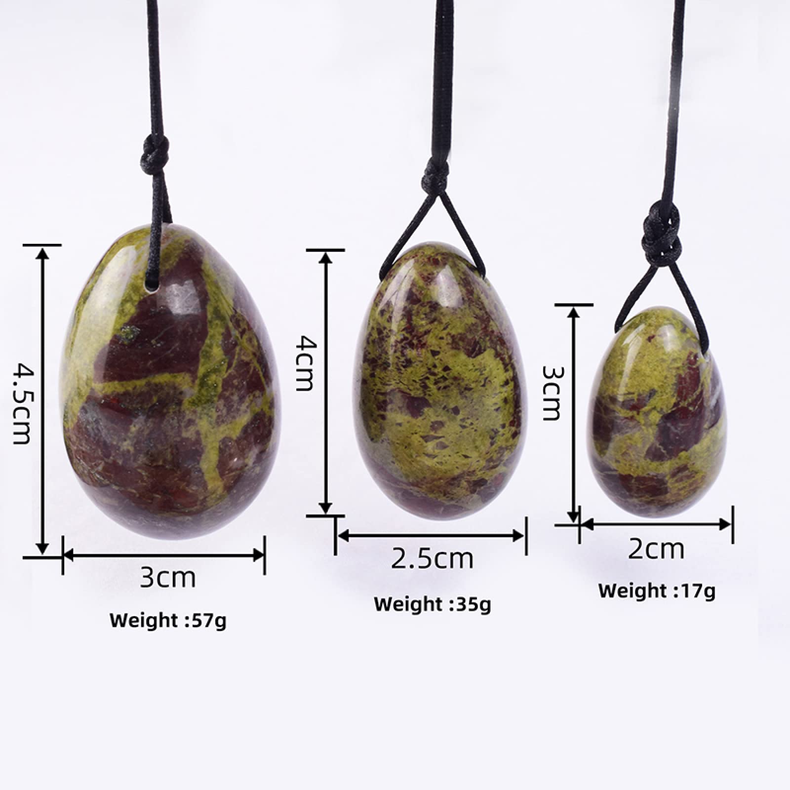 3Pcs/Set 100% Natural Jade Yoni Egg Kegel Exercise Set with 3 Eggs for Women's Pelvic Floor Strength & Intimate Wellness - Perfect for Yoga, Meditation & Vaginal Rejuvenation