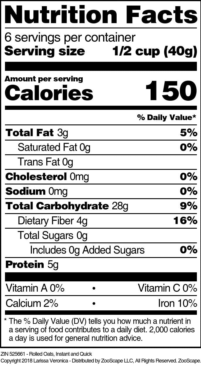 Organic Rolled Oats & Quick Oats - 8oz Pack | Gluten-Free Breakfast Oatmeal | Perfect for Overnight Oats, Baking & Healthy Smoothies | ZIN: 525661
