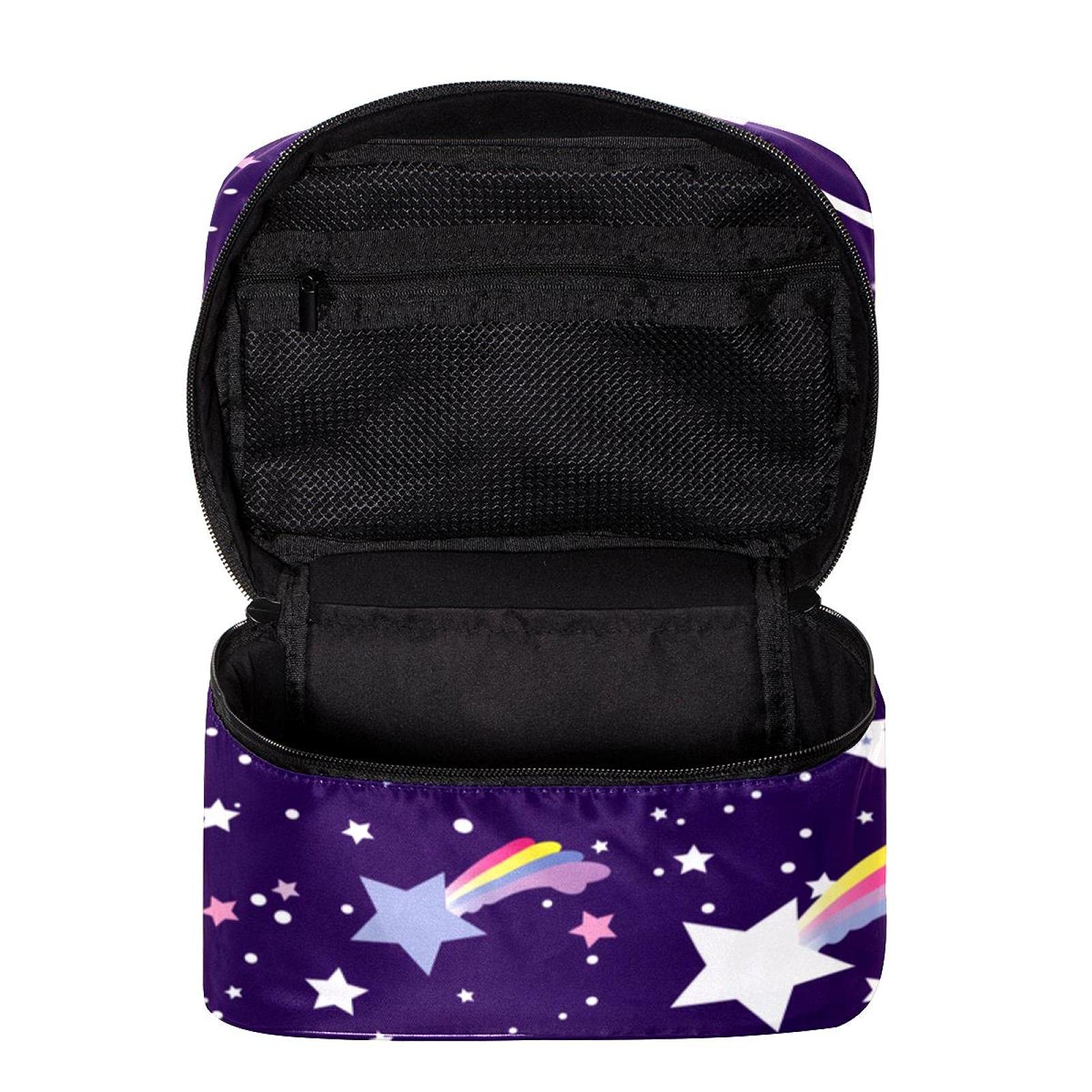 Rainbow Star Pattern Large Travel Makeup Bag for Women - Waterproof Cosmetic Organizer with Zipper, Toiletry Pouch for Girls | Perfect for Vacation, Gym, Business Trips & Daily Essentials Storage