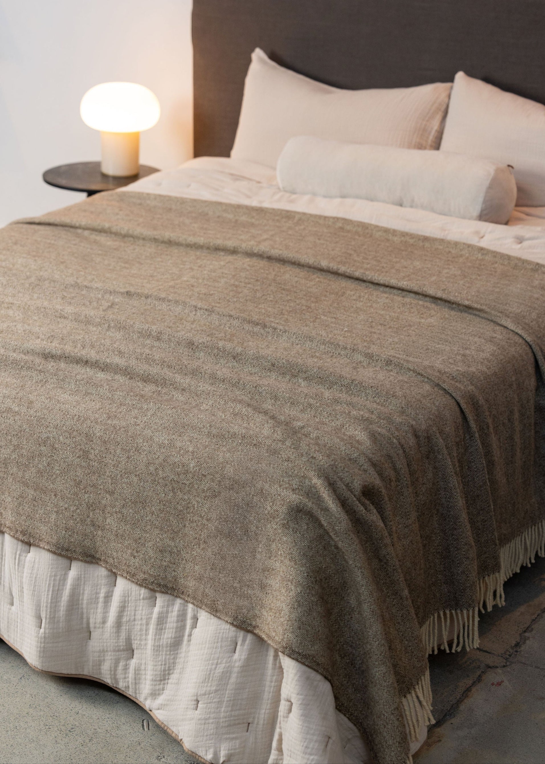 Premium Serra da Estrela Wool Throw Blanket & Bed Cover - Luxurious Truffle Brown for Cozy Bedroom & Living Room Decor | Perfect for Winter Warmth, Sofa Throws & Home Styling
