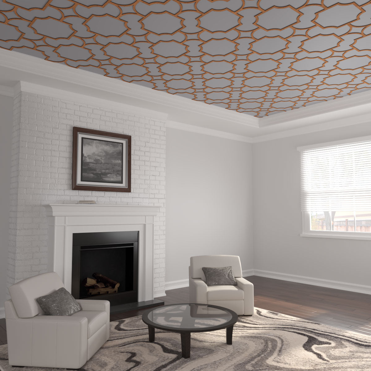 Anderson Decorative Fretwork Wood Ceiling Panels - Handcrafted Laser-Cut Wooden Tiles for Home & Office Interior Design - Perfect for Living Room, Bedroom, and Commercial Spaces