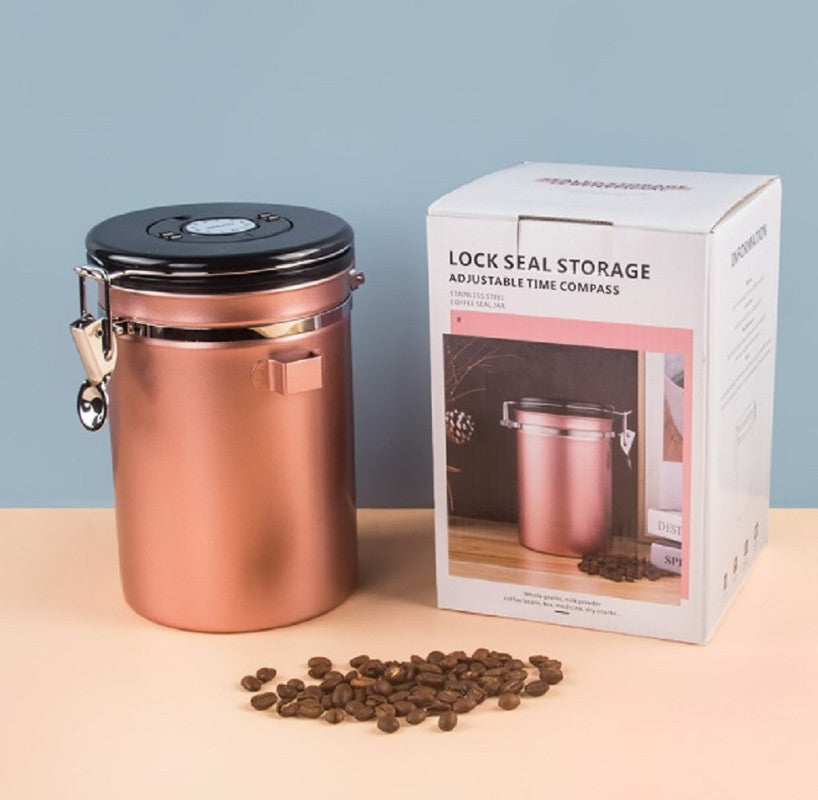 1.5L Champagne Gold Storage Container with Spoon - Airtight Food Container for Kitchen, Pantry & Meal Prep - Perfect for Dry Goods, Snacks & Leftovers