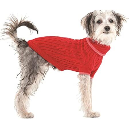 Fashion Pet Red Classic Cable Knit Sweater for Dogs - Cozy Winter Outfit for Small & Medium Breeds - Perfect for Outdoor Walks & Photo Shoots