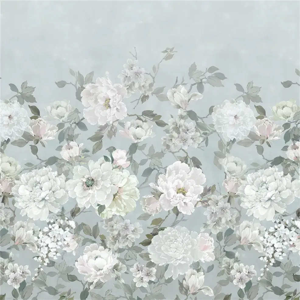 Luxury Fleurs Blanche Platinum Shower Curtain - Waterproof Bathroom Decor for Elegant & Modern Homes | Perfect for Master Bathrooms, Guest Baths & Spa Retreats