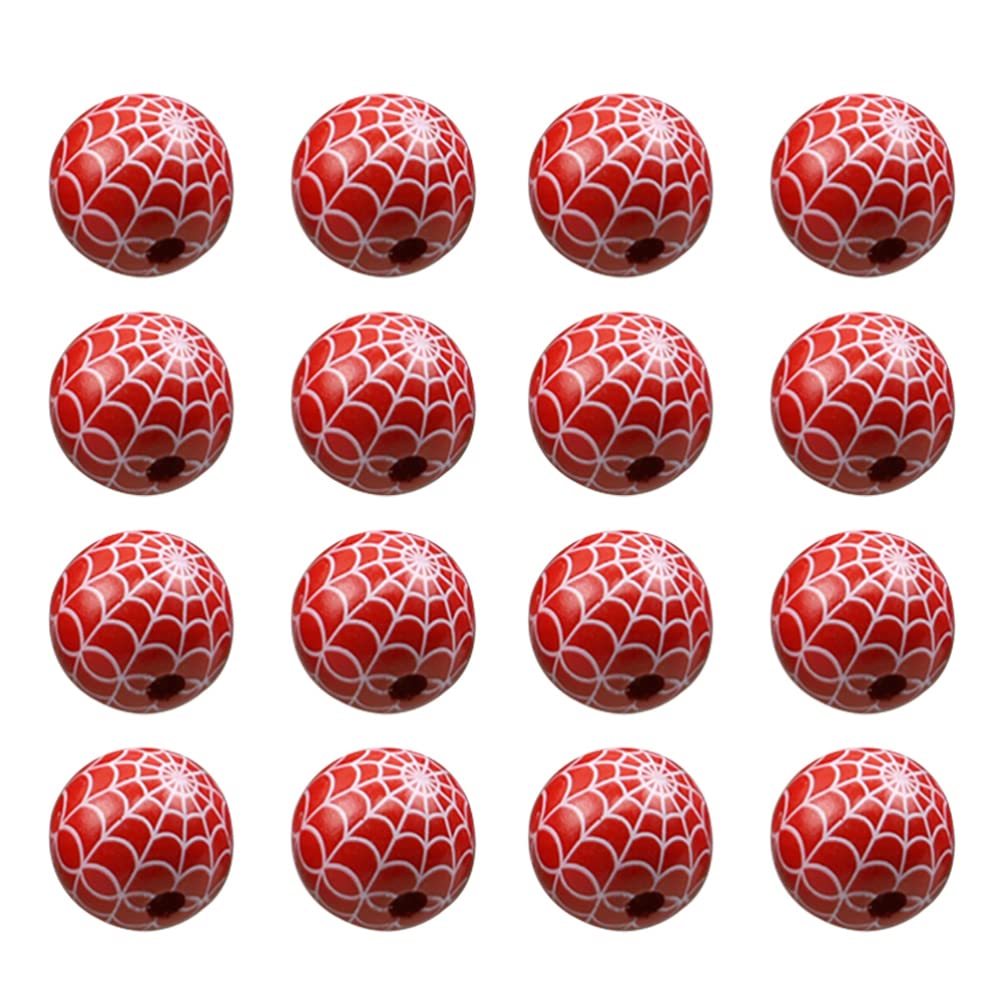 30pcs Halloween Cobweb Wood Beads - Round Polished DIY Craft Beads for Jewelry Making, Costume Accessories & Home Decor