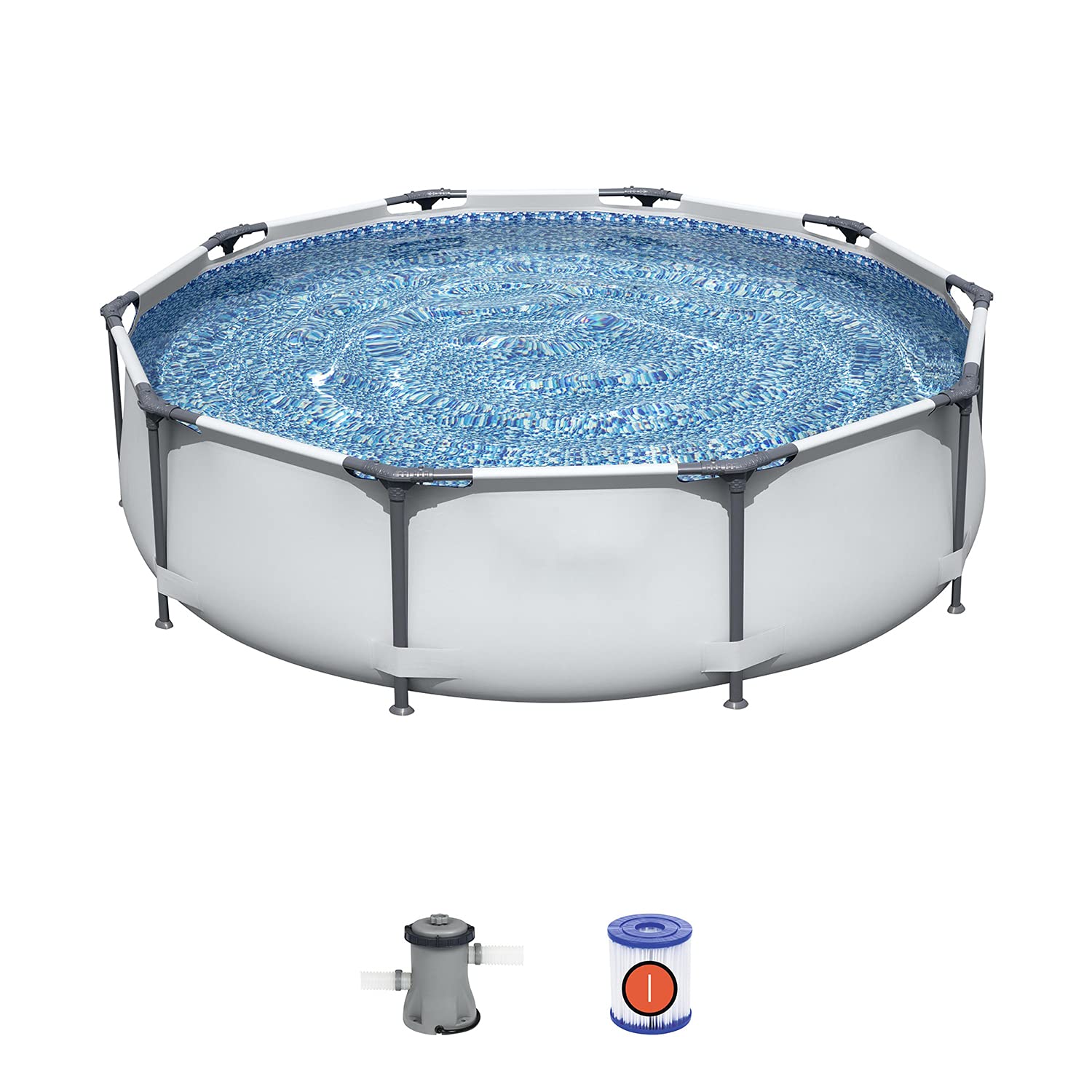 Funchic 10ft x 30in Round Above Ground Swimming Pool with 330 GPH Filter Pump - Outdoor Frame Swimming Pool Set for Backyard, Garden, and Family Fun - Free US Shipping