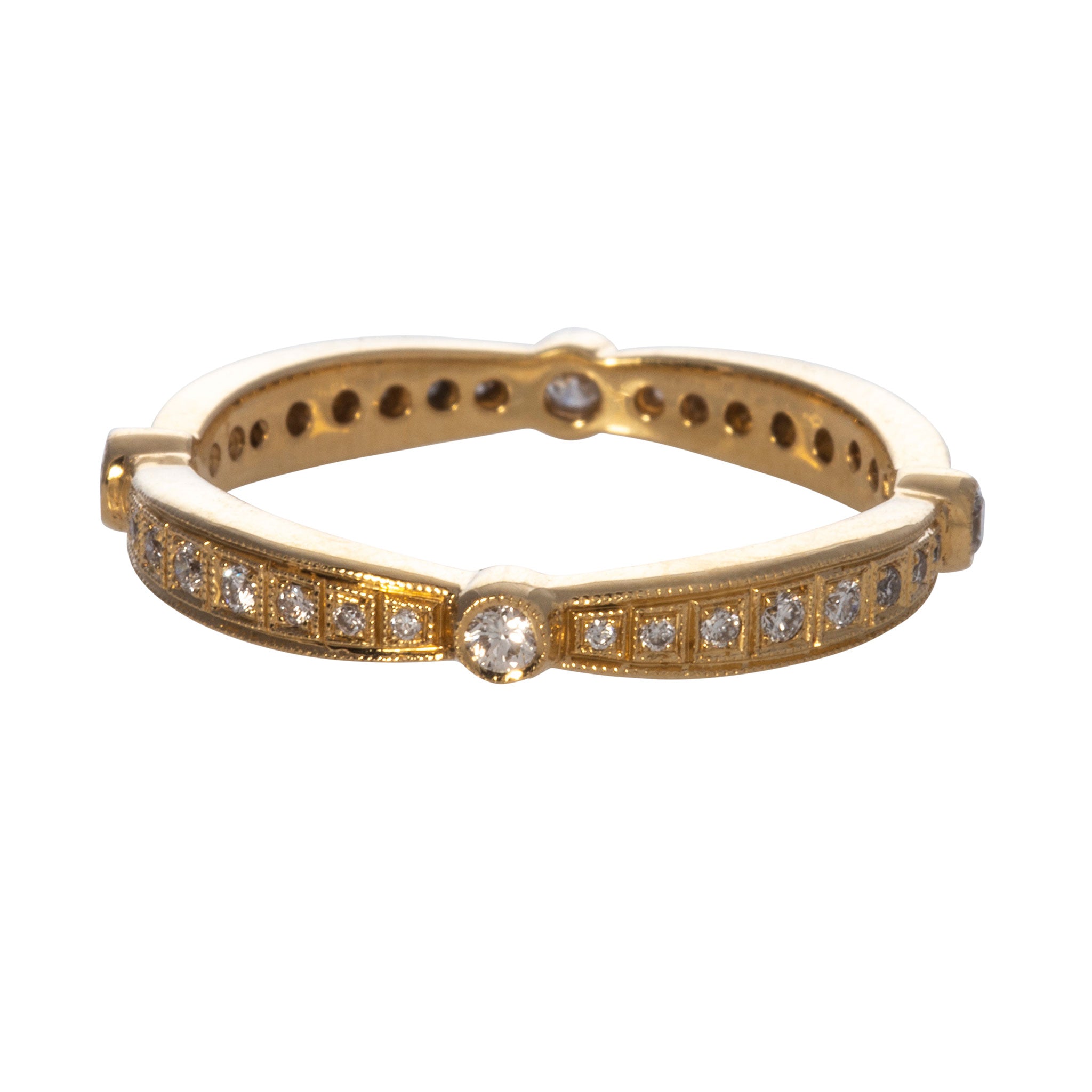 0.25ctw Diamond Bezel Station Eternity Band in 18K Yellow Gold - Perfect for Anniversaries, Weddings & Special Occasions