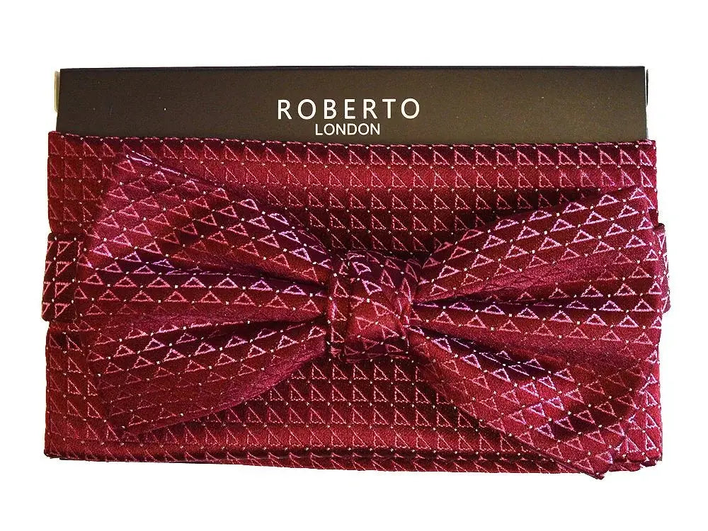 LA Smith Red Silk Slim Bow Tie & Pocket Square Set - Elegant Formal Wear for Weddings, Prom & Special Occasions