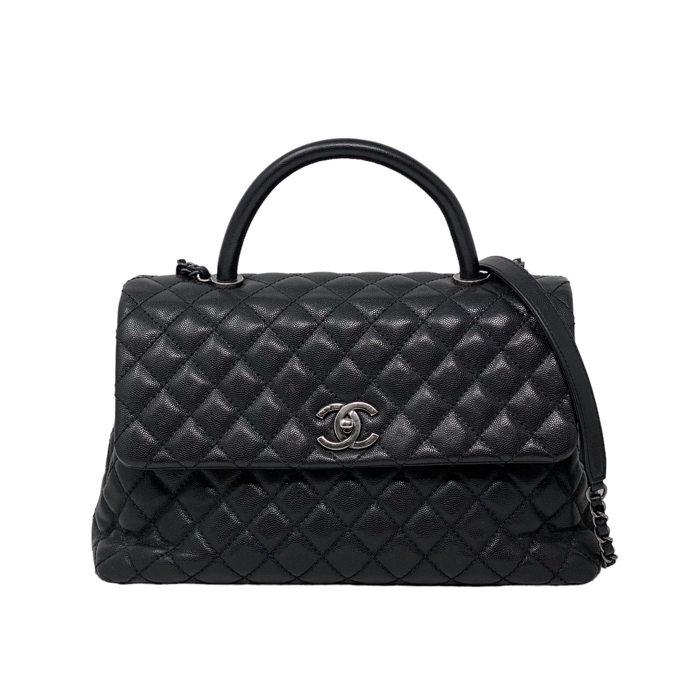 Chanel Black Medium Coco Handle Bag - Luxury Leather Shoulder Handbag for Women | Perfect for Work, Dinner & Special Occasions