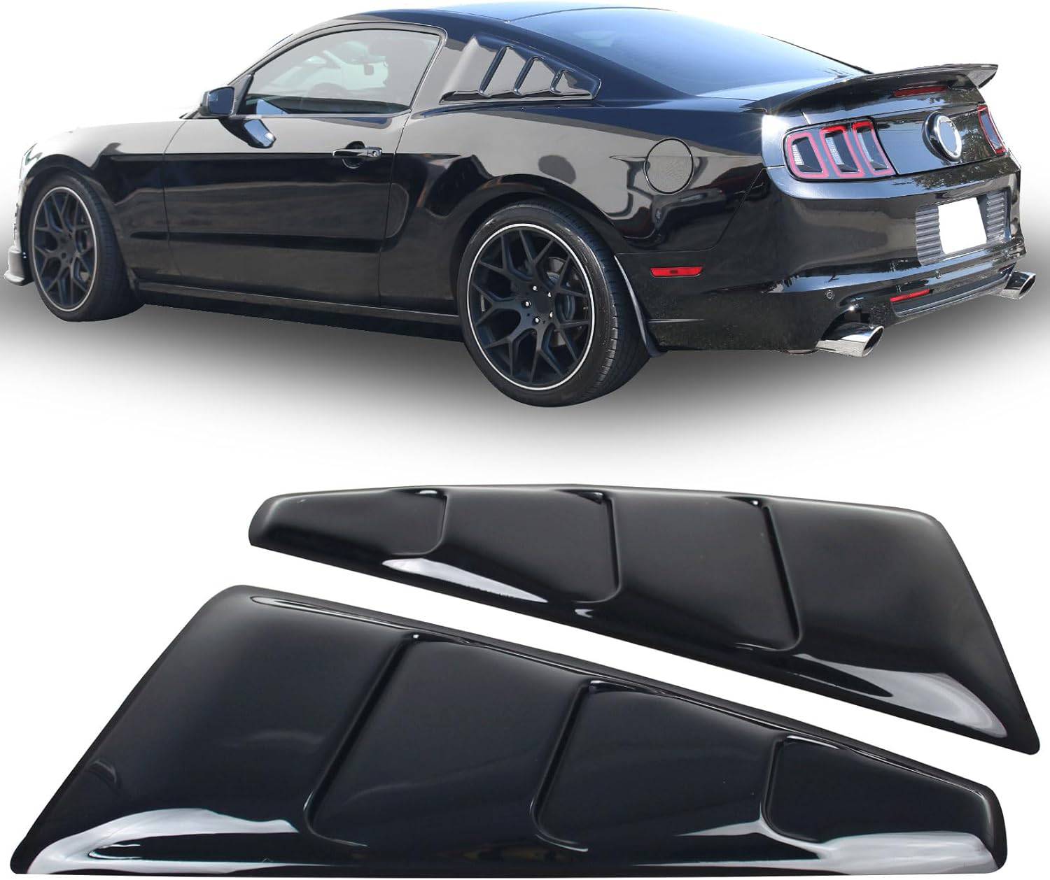 2005-2014 Ford Mustang Side Window Louvers - WDL FM05 V Visor Style Unpainted Acrylic Window Scoop for Enhanced Style & Sun Protection - Perfect for Car Shows & Daily Driving