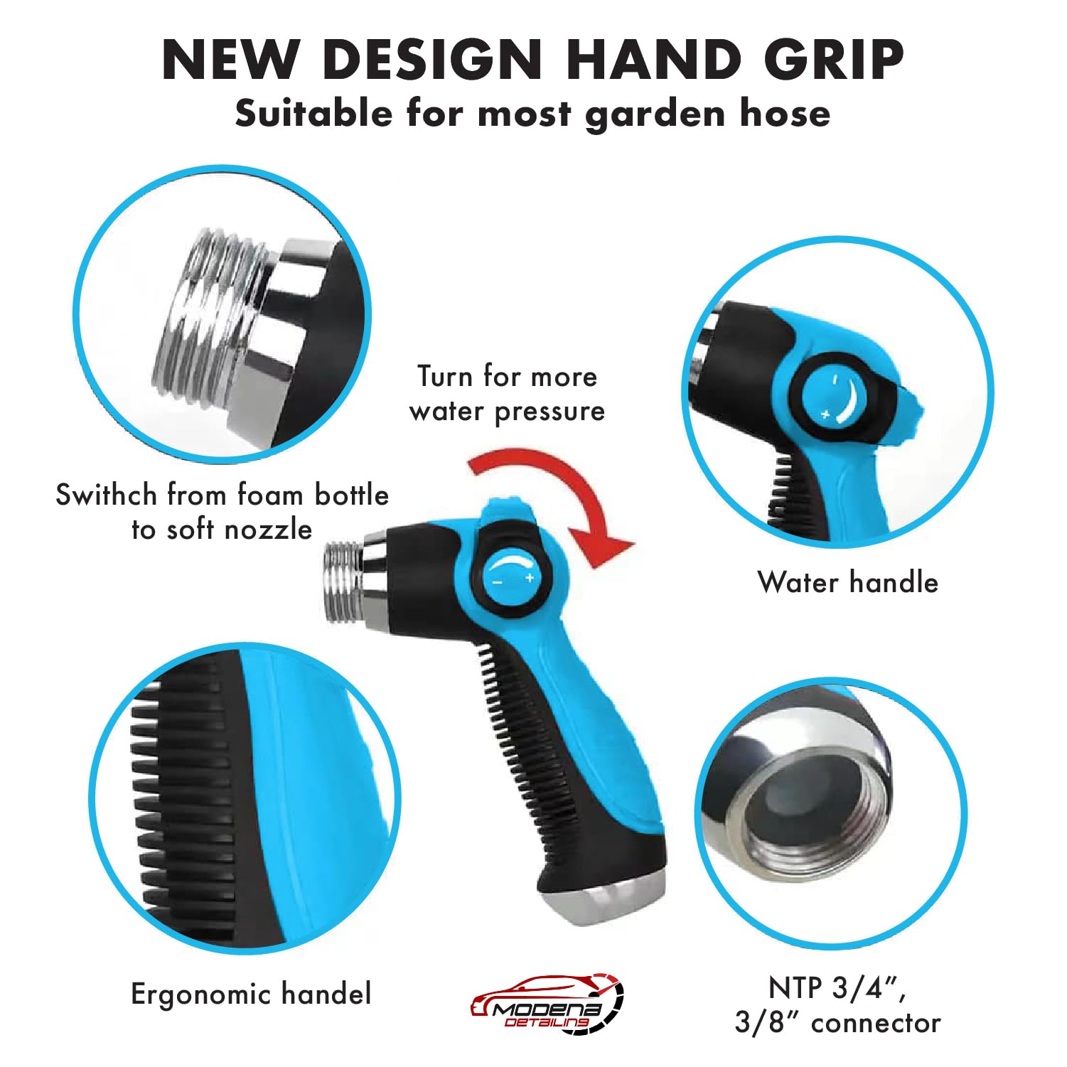 Premium Car Wash Foam Cannon & Microfiber Mitt Kit - High Pressure Foam Sprayer with Garden Hose Attachment - Auto Detailing Accessories for Deep Cleaning - Perfect for Sedans, SUVs, Trucks & Motorcycles (Blue)
